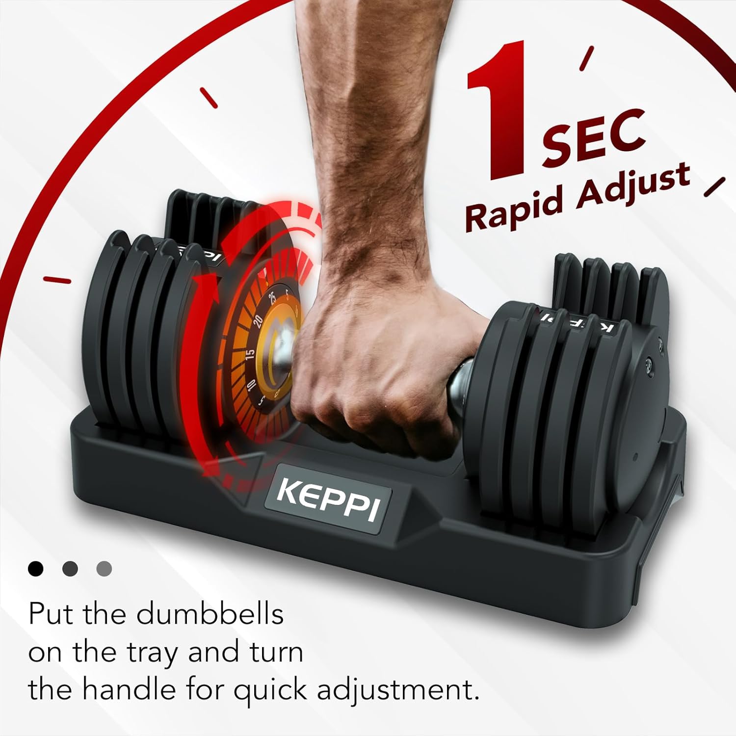 Detalle de Keppi Adjustable Dumbbells 25–60 lb 🏋