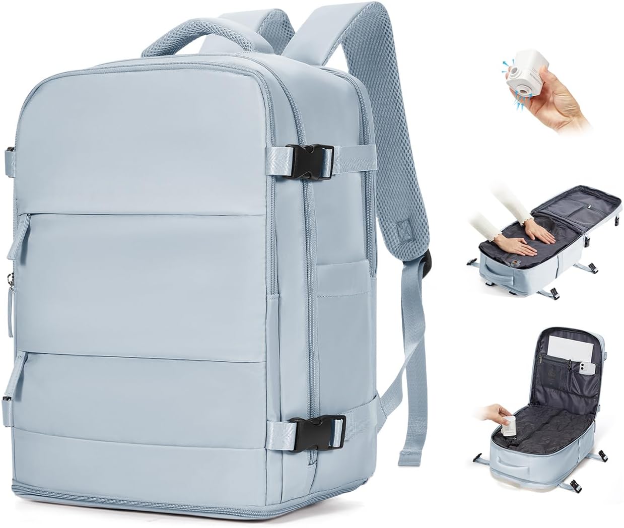 Detalle de BJLFS Zaino Ryanair 40x30x20 Sottovuoto con pompa – Bagaglio a mano impermeabile, compatto e versatile