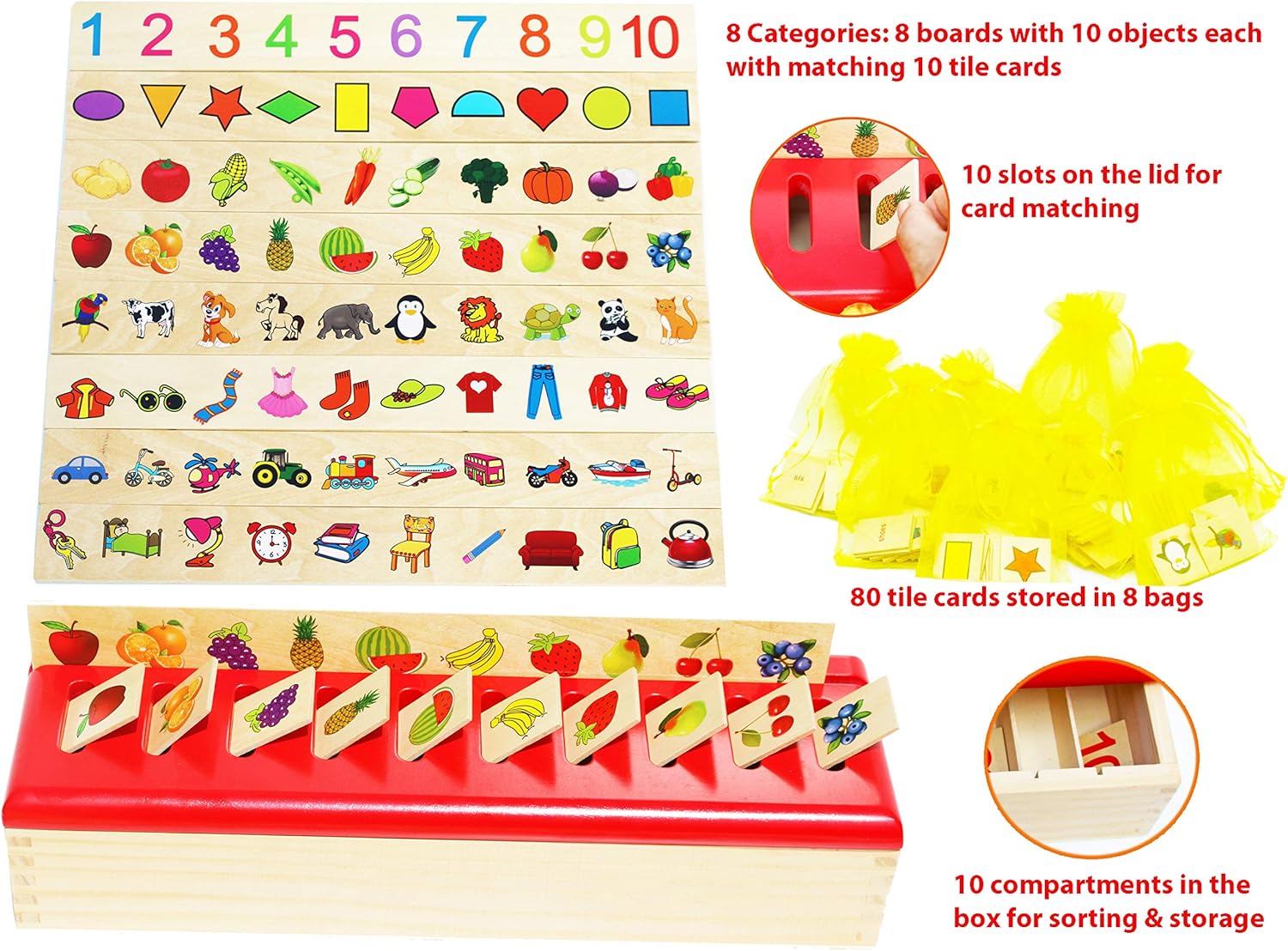 Thumbnail 2 de Toys of Wood Oxford TOWO wooden sorting box for toddlers (Montessori picture-matching)