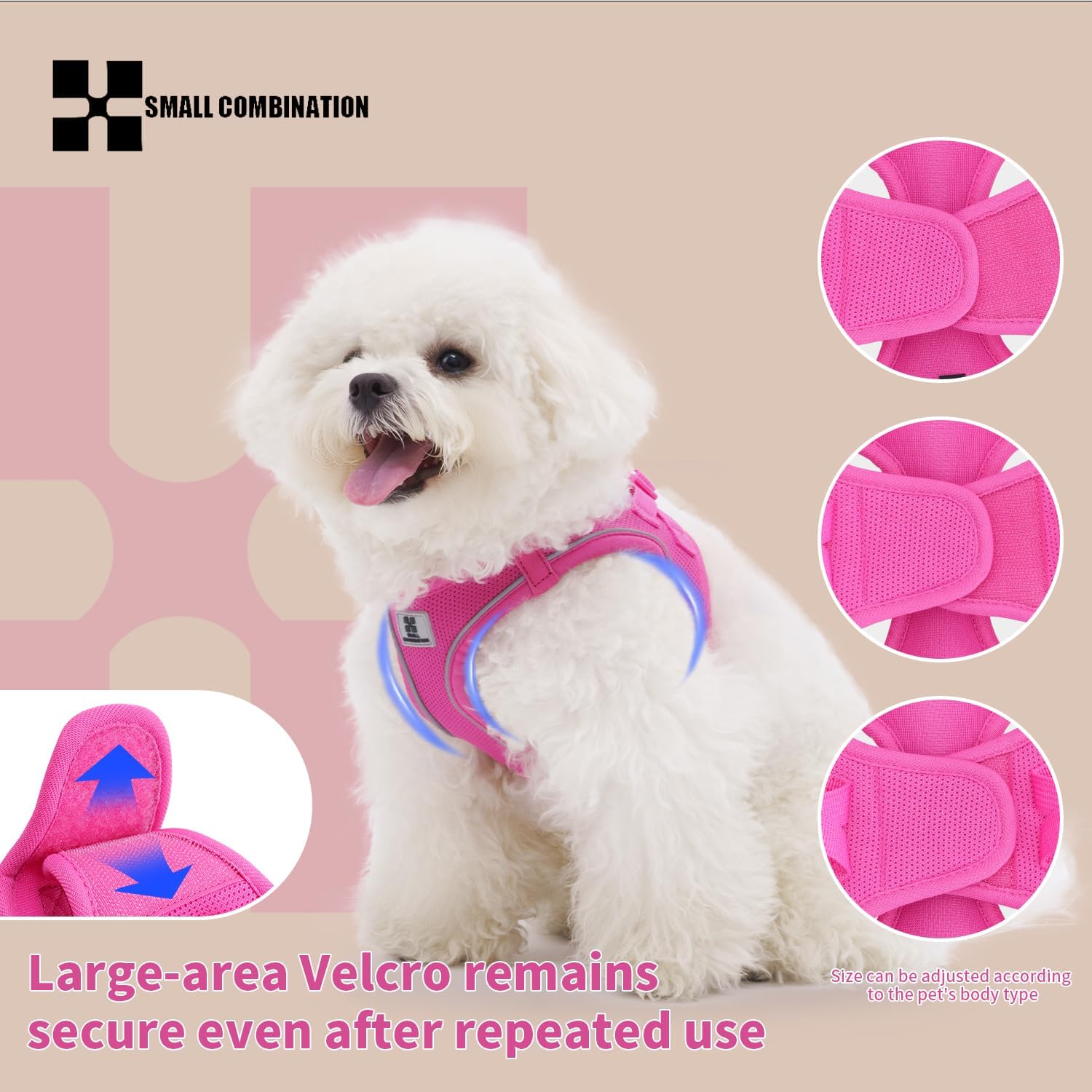 Detalle de Small Combination Dog Harness Leash Set for Small to Medium Dogs (Rose Red, XXS) by SMALL COMBINATION
