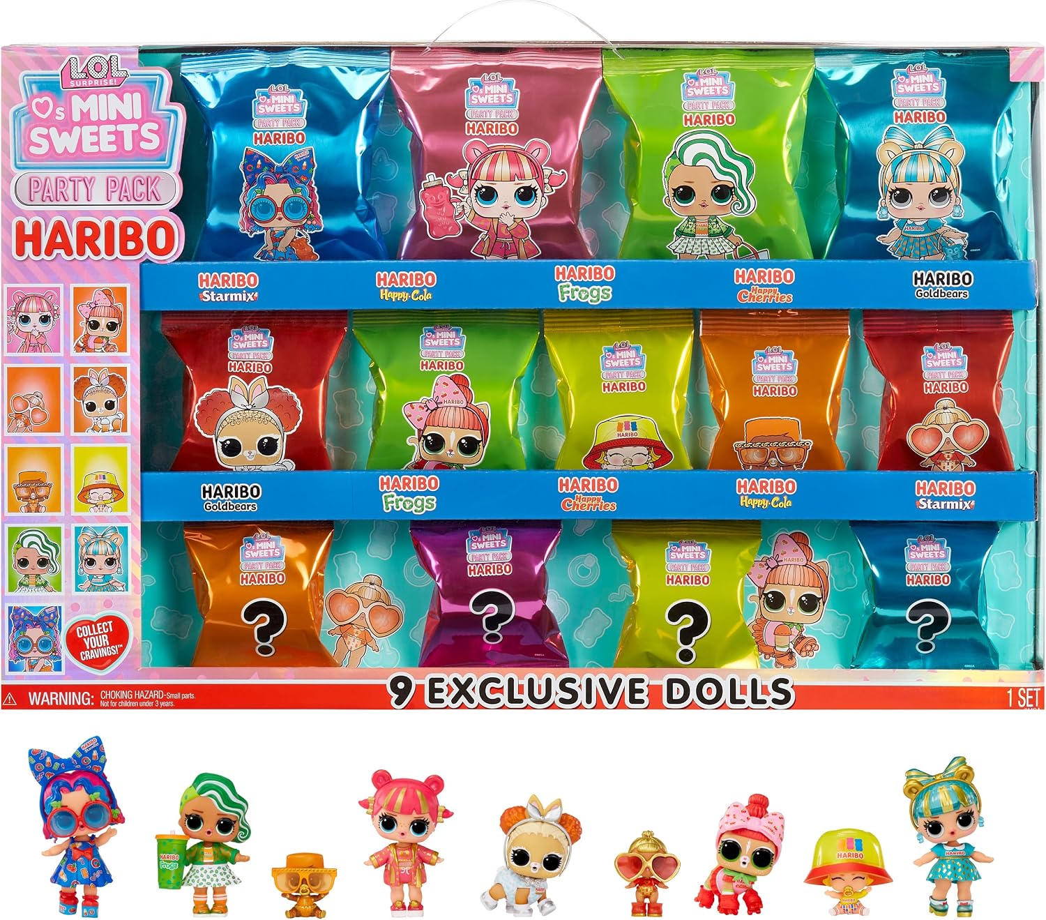 Detalle de L.O.L. Surprise! Loves Mini Sweets X HARIBO Party Pack – zestaw 9 lalek