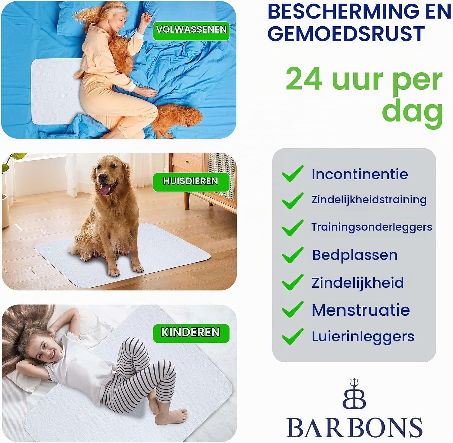 Thumbnail 5 de BARBONS Caseeto incontinentieonderlegger 90 x 160 cm, wasbaar tot 90 graden