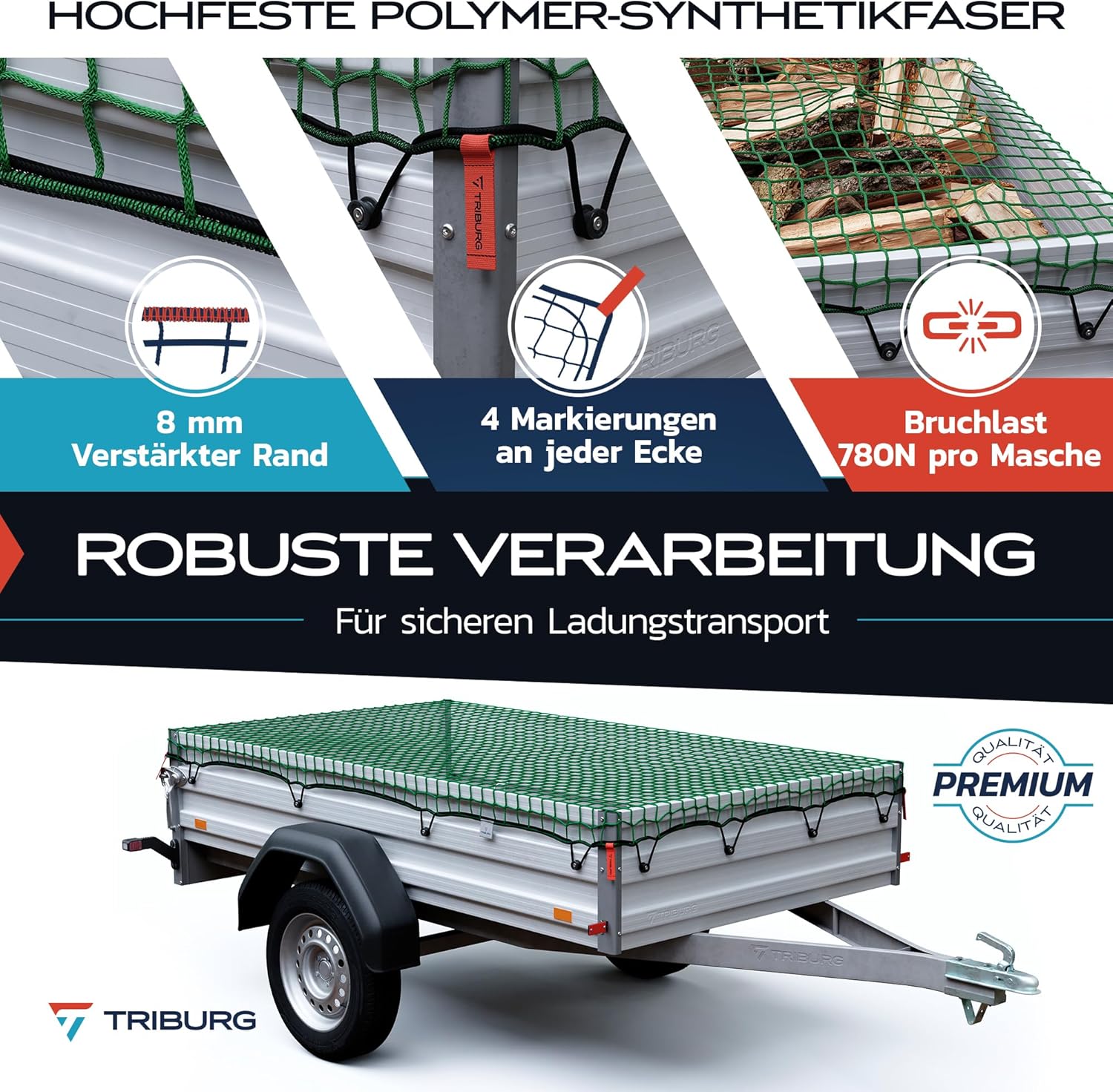 Thumbnail 4 de Rete per rimorchi TRIBURG 2x3,5 m con 8x ganci di espansione e tenditori in gomma