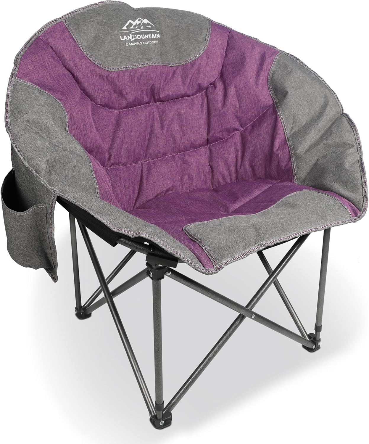 Thumbnail 6 de LANMOUNTAIN Moon Camping Chair – Portable Round Folding Chair with Cup Holder & Cooler Bag (Black)