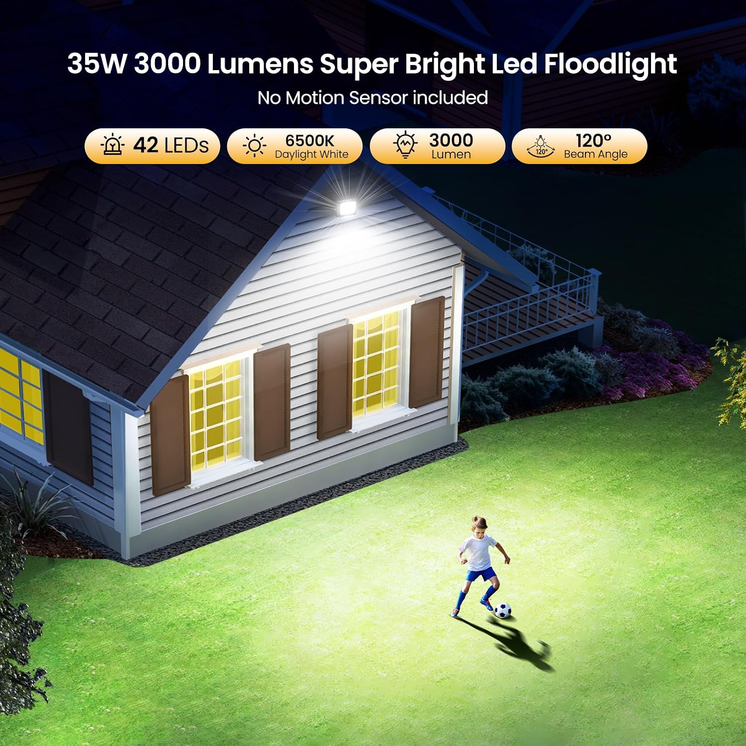 Detalle de MEIKEE 35W LED Floodlight Outdoor: 3000 Lumen Security Light with IP66 Waterproofing