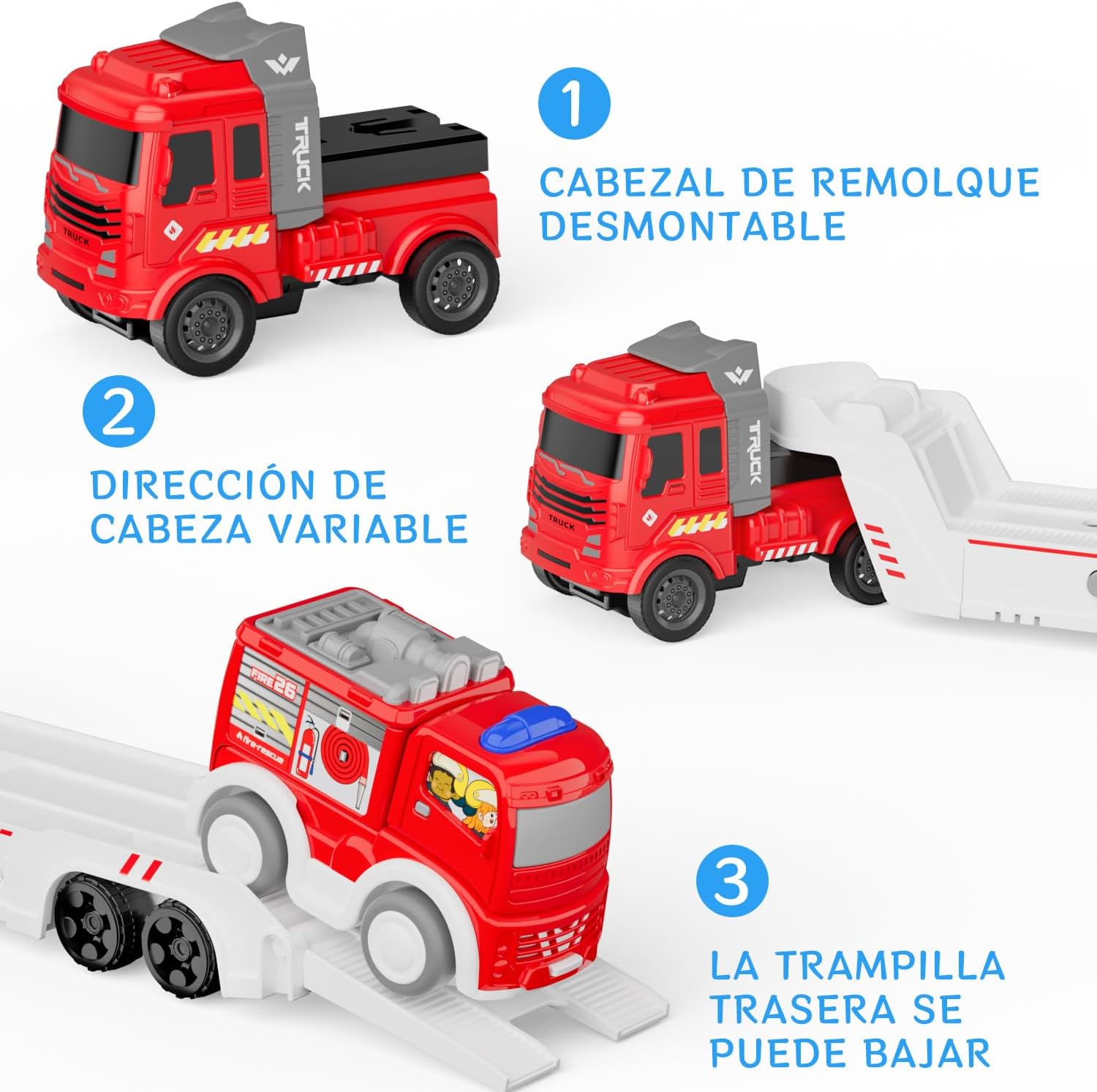 Detalle 2 de GizmoVine Camiones de juguete Rescate 3 piezas
