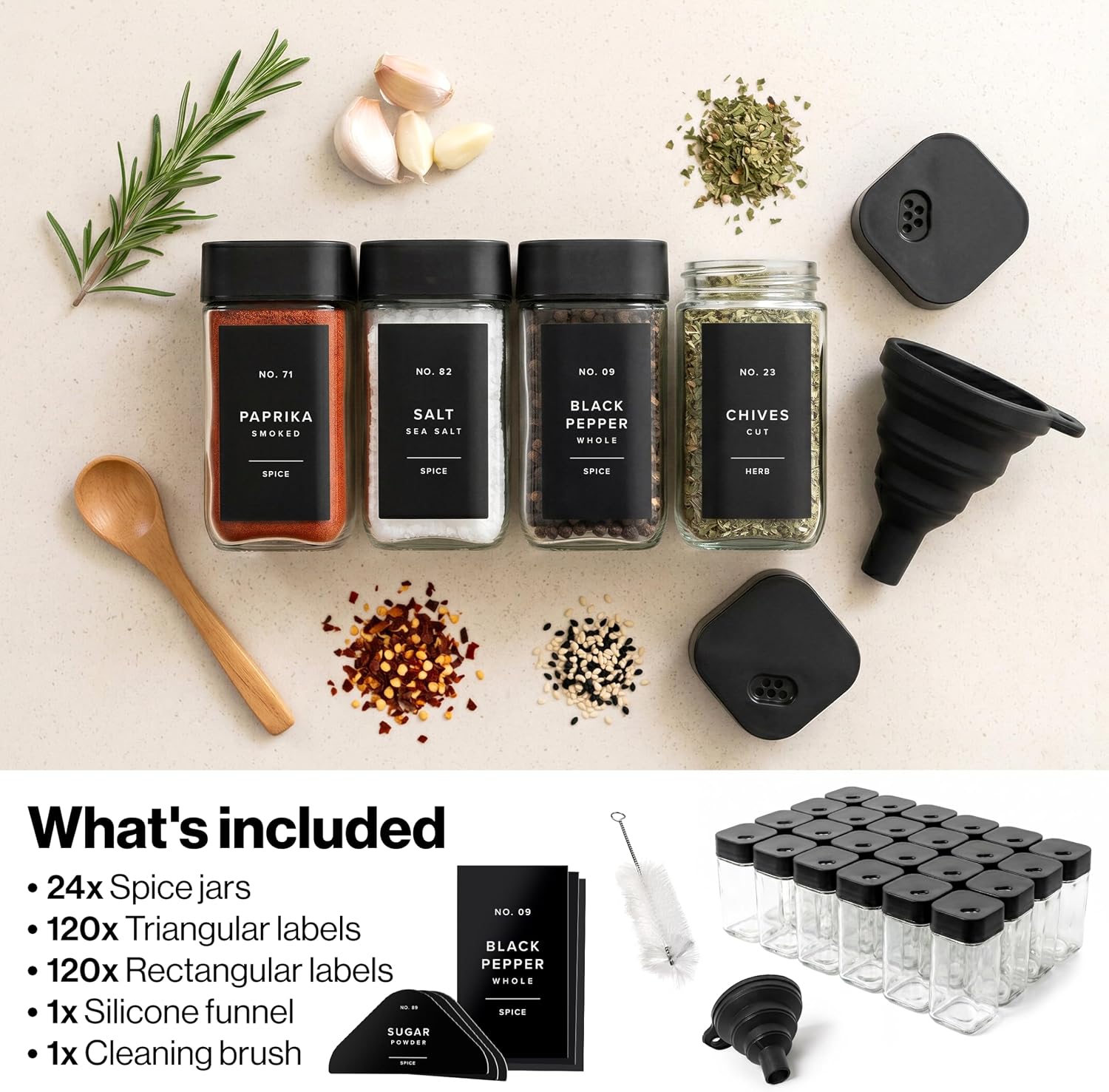 Detalle 2 de EDELHAUS Glass Spice Jars 4 oz