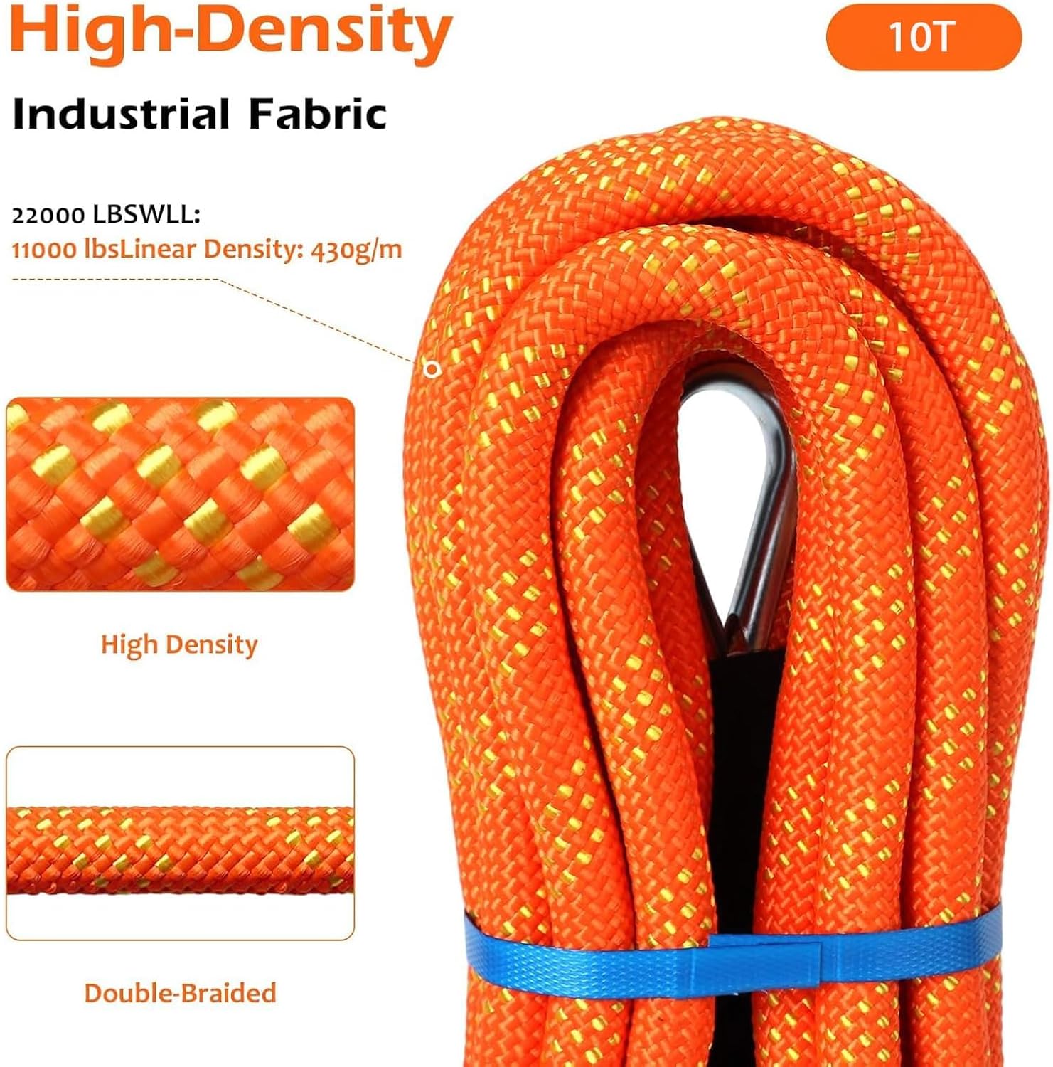 Thumbnail 1 de Longzhuo 6M (20FT) Tow Strap Recovery Rope 22,000 LBS Heavy Duty with D Shackles, Storage Bag & Gloves