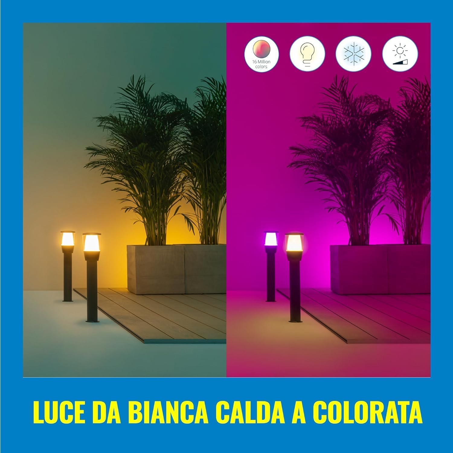 Thumbnail 1 de WiZ Paletto Smart WiFi per Esterni 3,6 W (300 lm) con controllo vocale, Luce bianca o colorata, nero