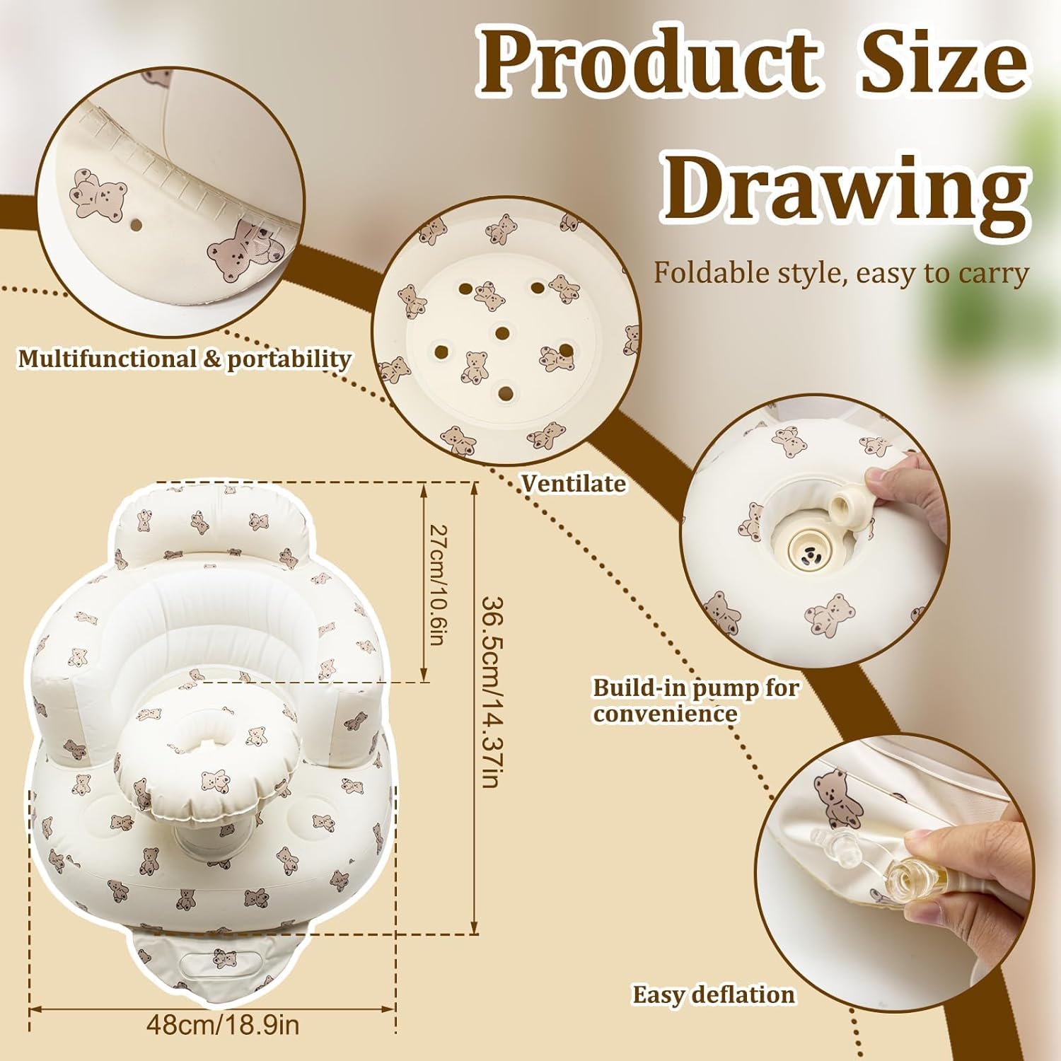 Thumbnail 1 de Ryvera Inflatable Baby Chair with Built-in Air Pump – Portable, Supportive Seating for 3–36 Months