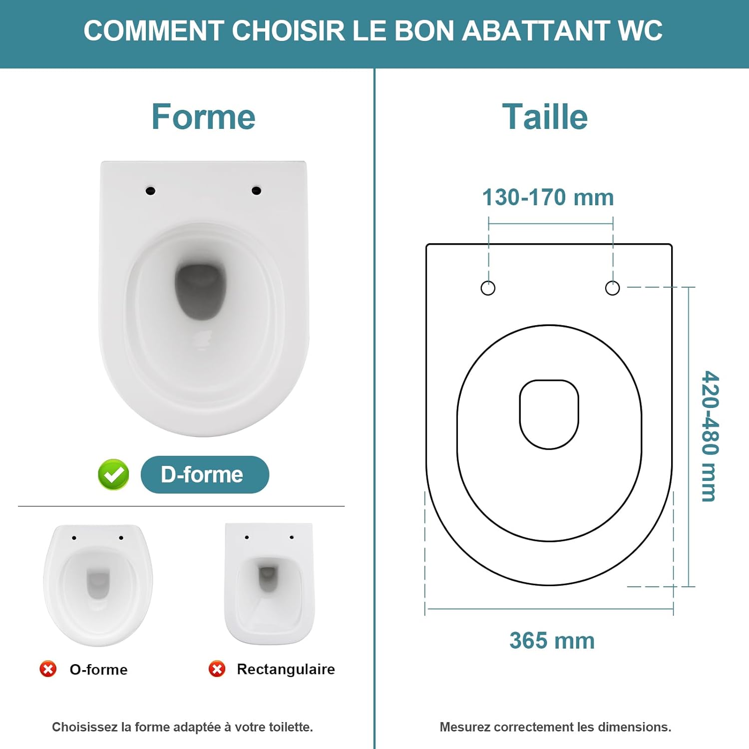 Thumbnail 1 de MEEJEE Abattant WC D-Forme 460x365 mm