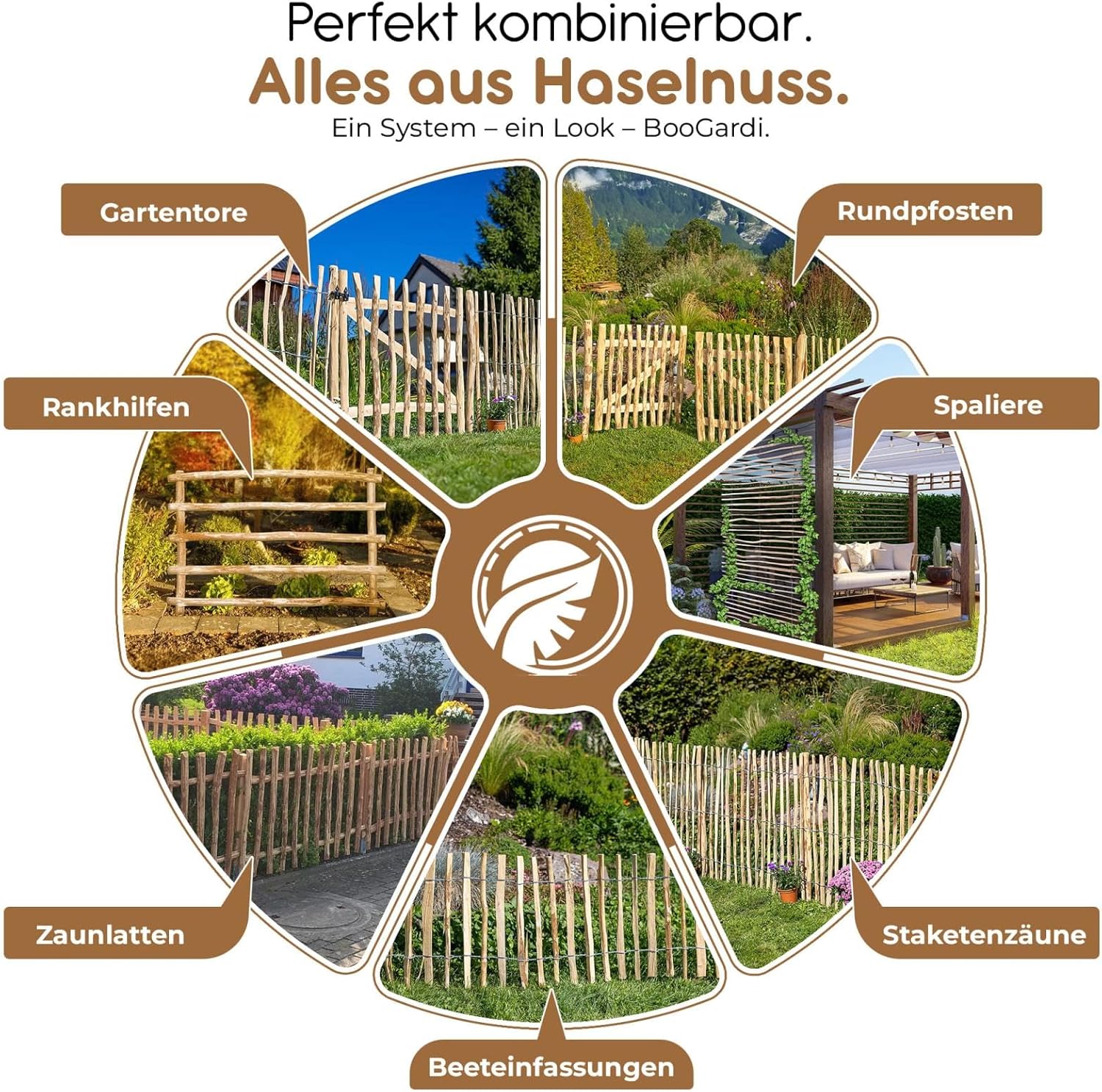 Thumbnail 6 de BooGardi Staketenzaun 90 cm hoch (90cm x 5m) aus Holz mit Lattenabstand 7–9 cm