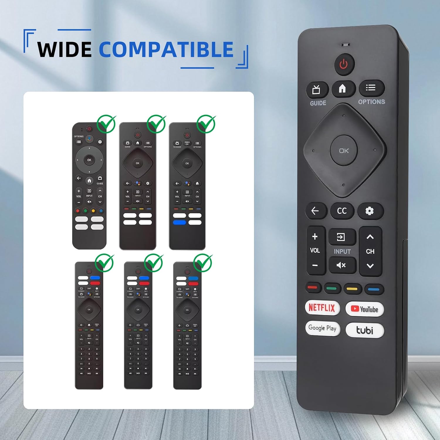 Detalle de BUXQE philp-1 Universal Remote for Philips Smart TVs, Infrared, 4 App Shortcuts