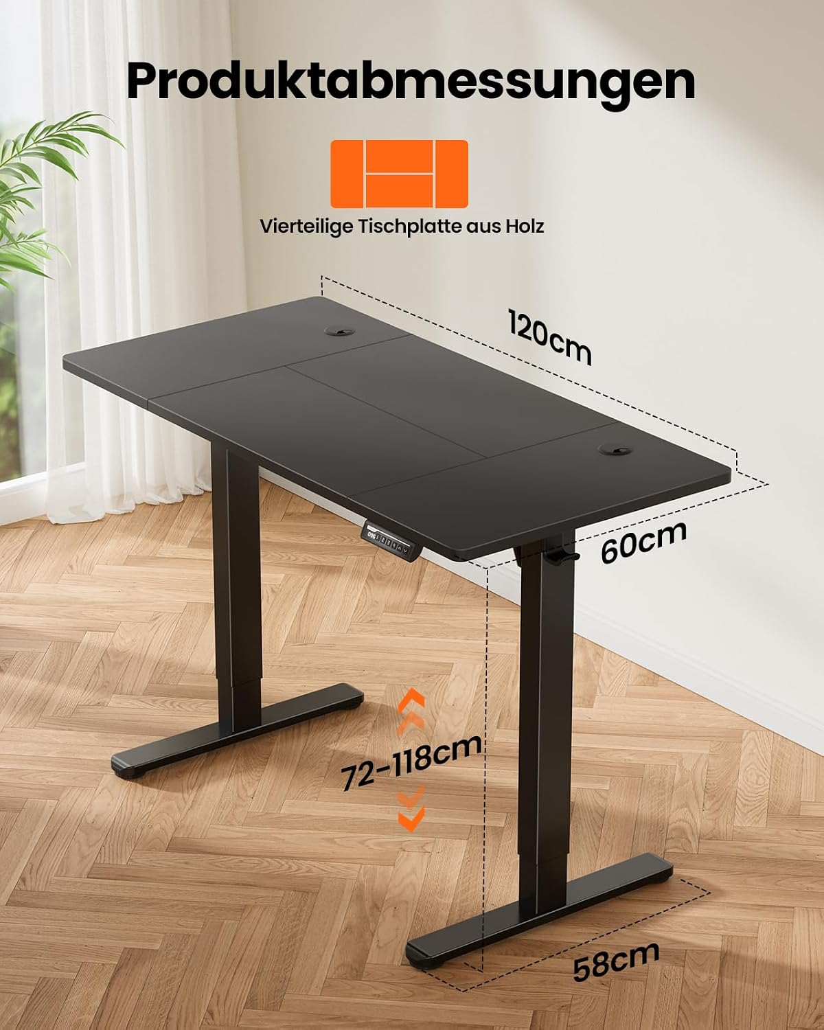Detalle 2 de ErGear 120x60 cm höhenverstellbarer Schreibtisch