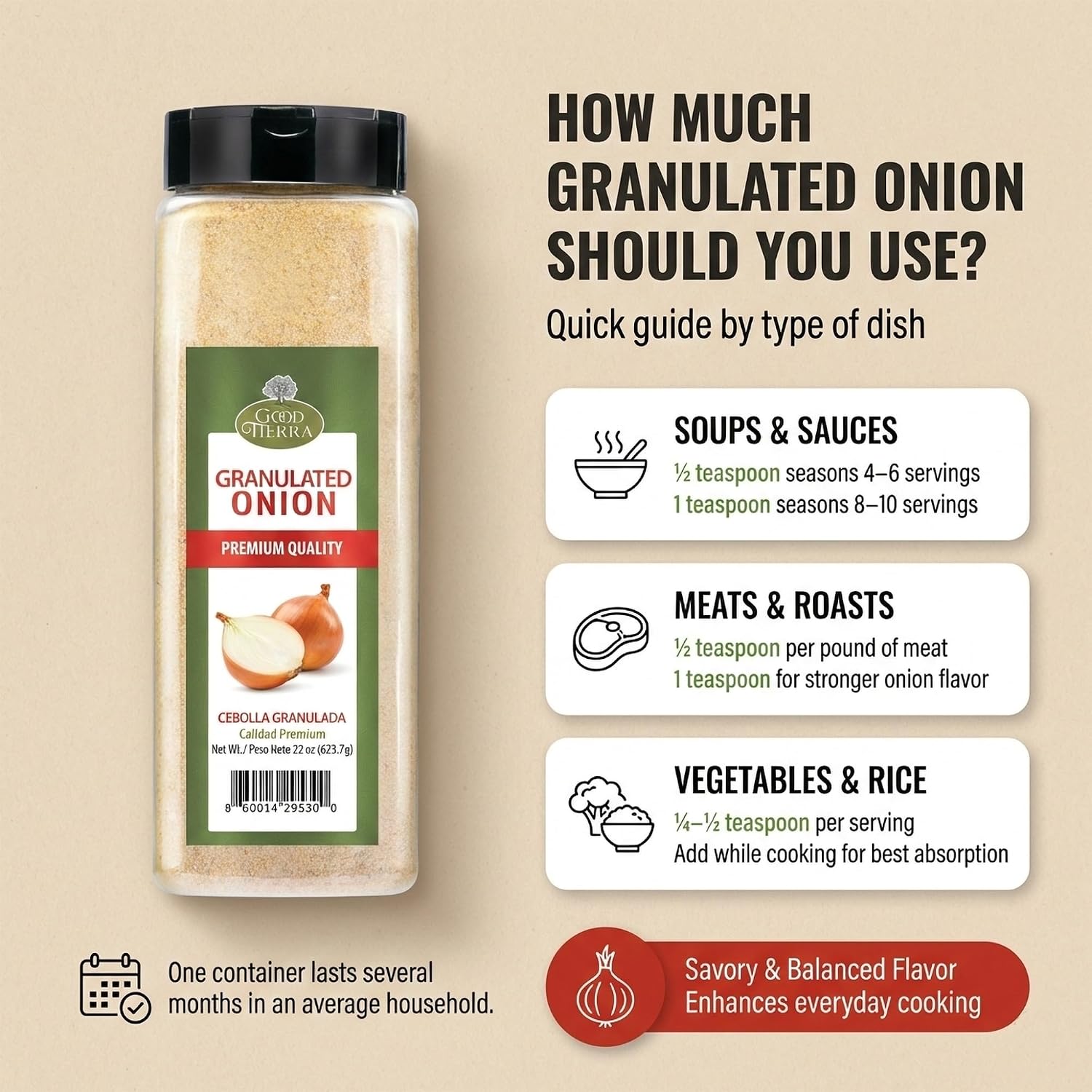 Thumbnail 3 de Good Tierra Granulated Onion, 22 oz Dehydrated Onion Seasoning
