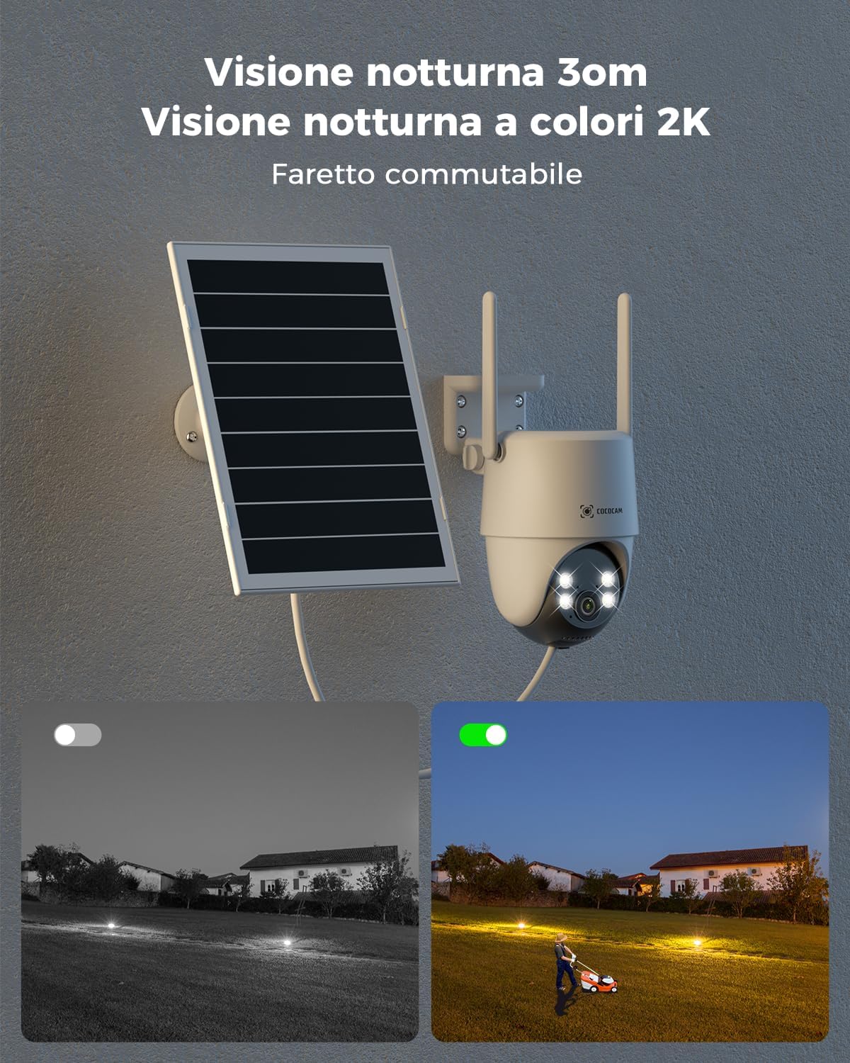 Detalle de COCOCAM 2K PTZ Telecamera Solare 10000mAh