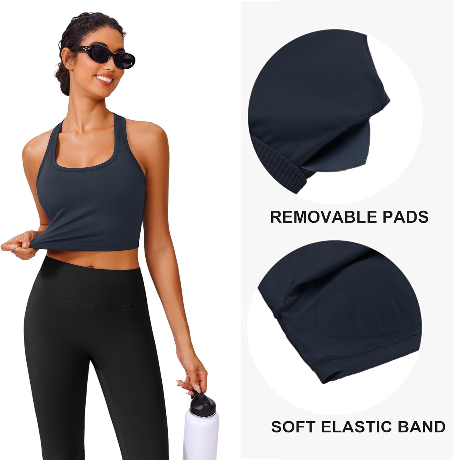 Thumbnail 3 de PINSPARK Longline Racerback Sports Bra with Removable Cups