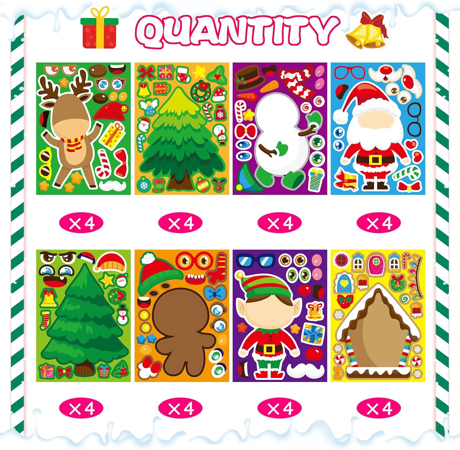 Thumbnail 1 de Christmas Stickers for Kids, 32-Piece Set