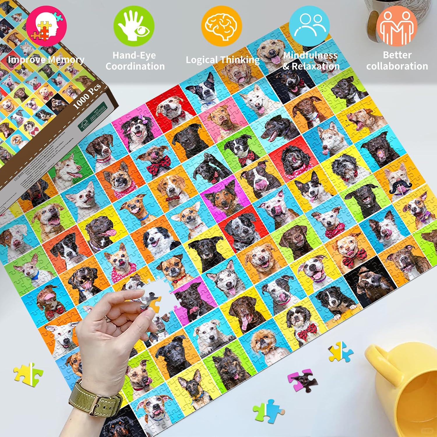 Thumbnail 4 de HUADADA Jigsaw Puzzles Dog Photo Studio – 1000 Piece Puzzle for Adults