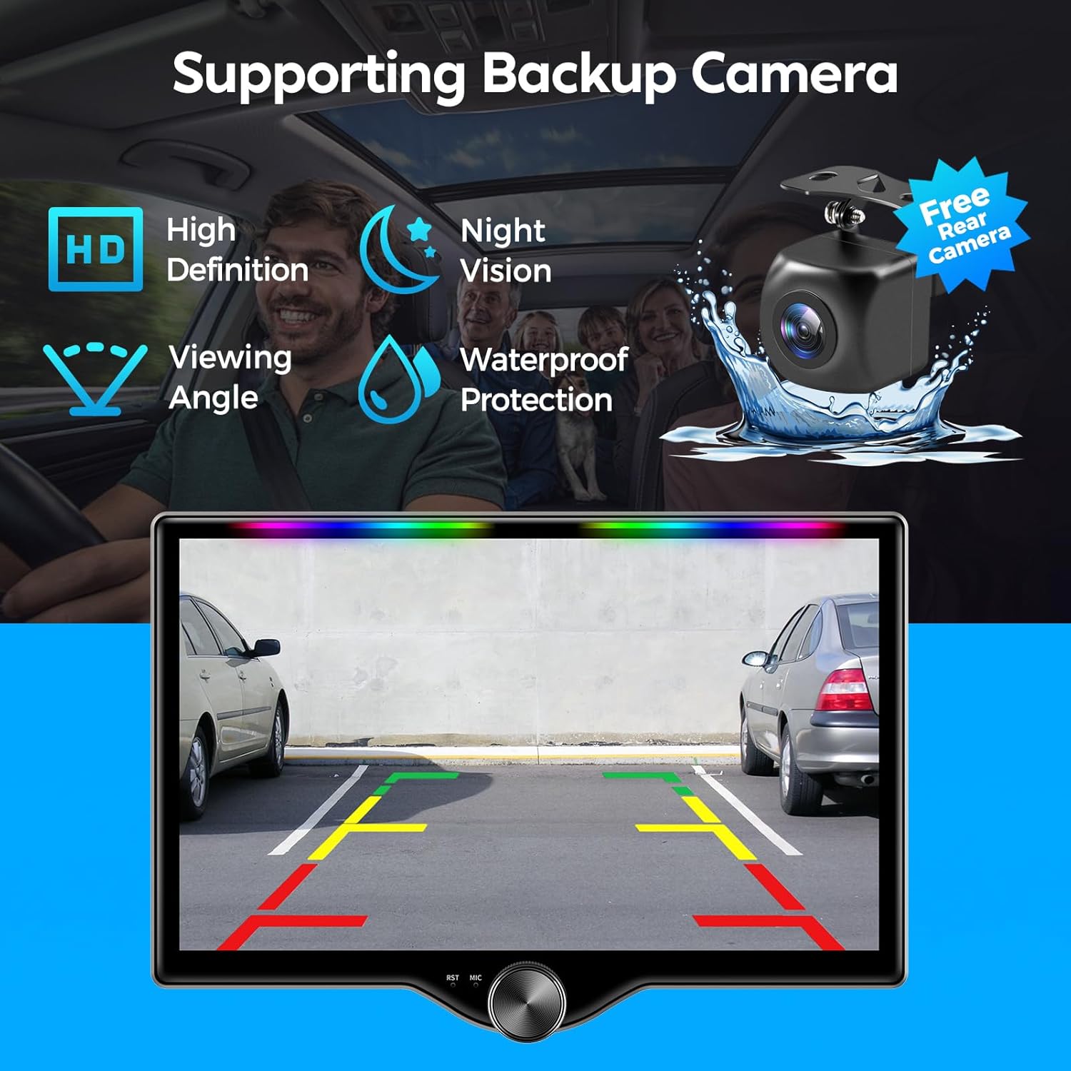 Thumbnail 6 de Kissound 10.1" QLED Double Din Car Stereo with Wireless CarPlay & Android Auto, Bluetooth, DSP, Backup Camera