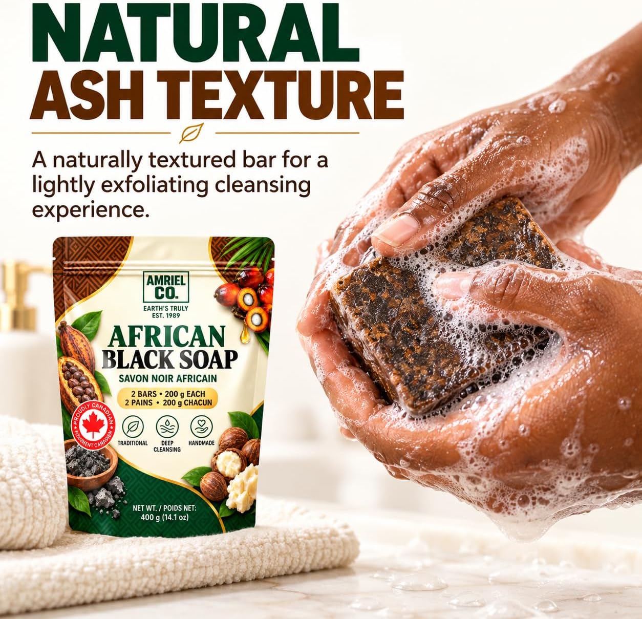 Thumbnail 6 de Amriel Co African Black Soap, 2 x 200 g Plant-Based Bars