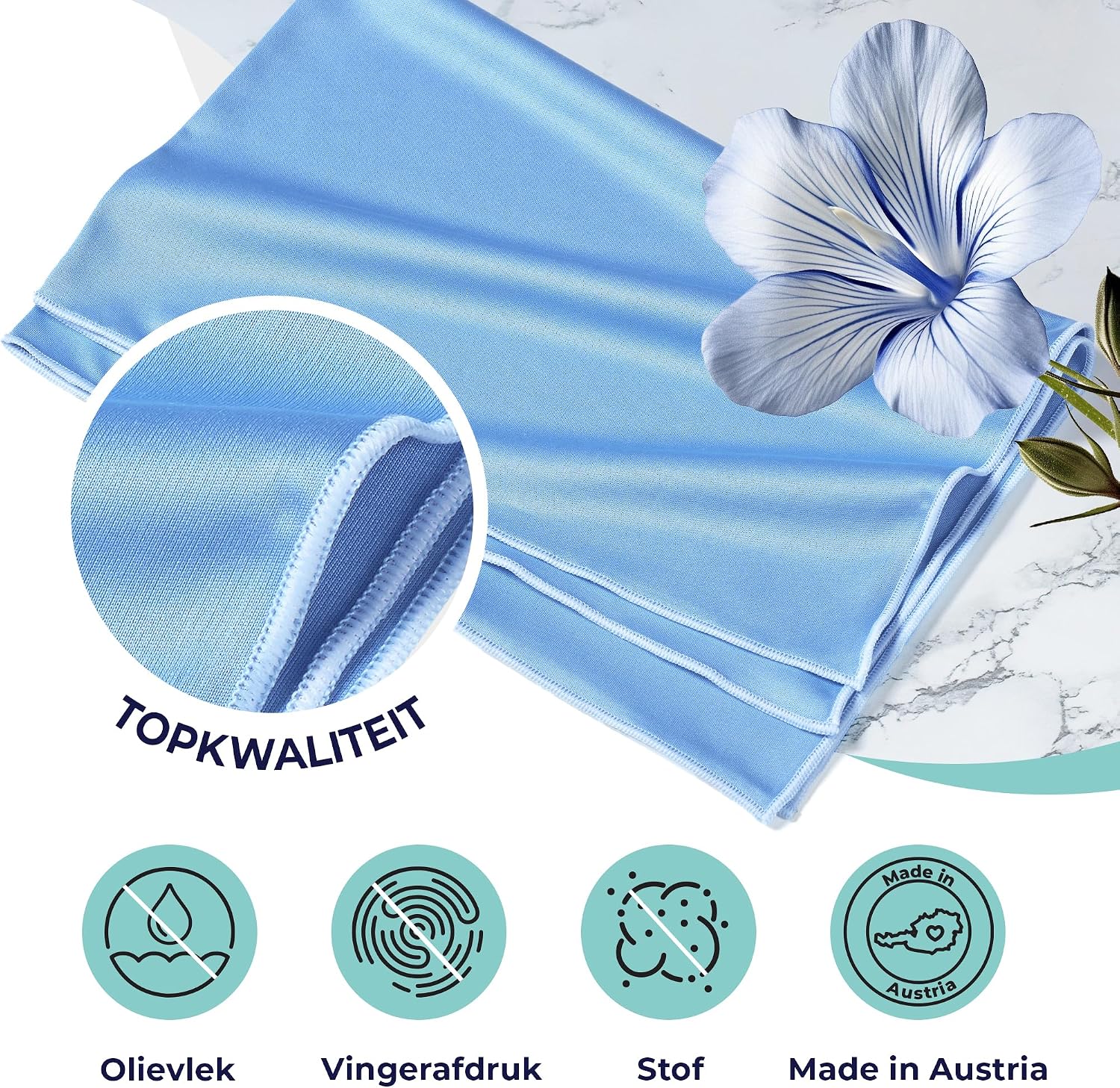 Detalle 1 de culiclean ISCHOMFP4060BLBL02 glazenpoetsdoeken, blauw, 2 x 40 x 60 cm