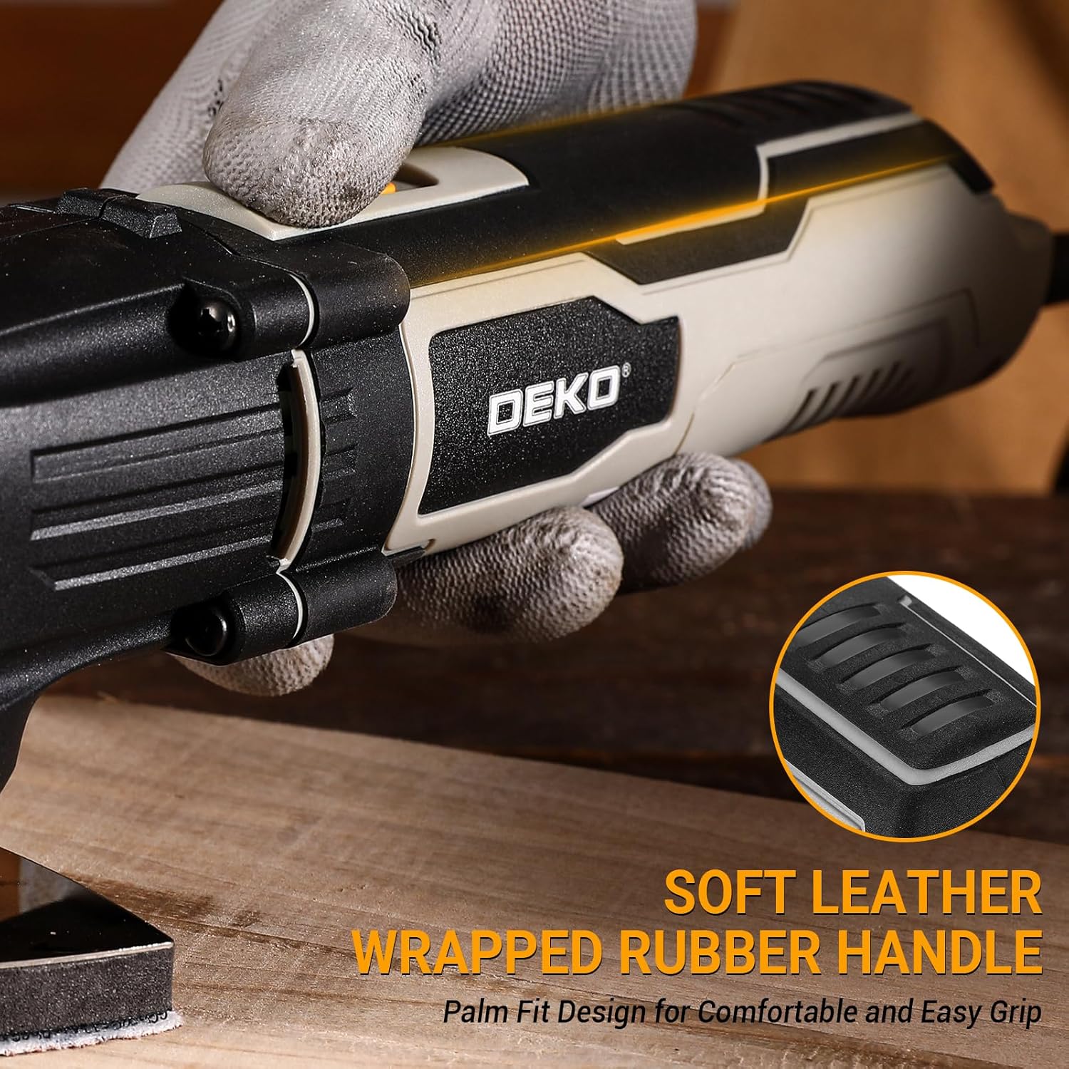 Detalle de DEKOPRO 300W Utensile Multifunzione Oscillante: kit completo per taglio, raschiatura e levigatura