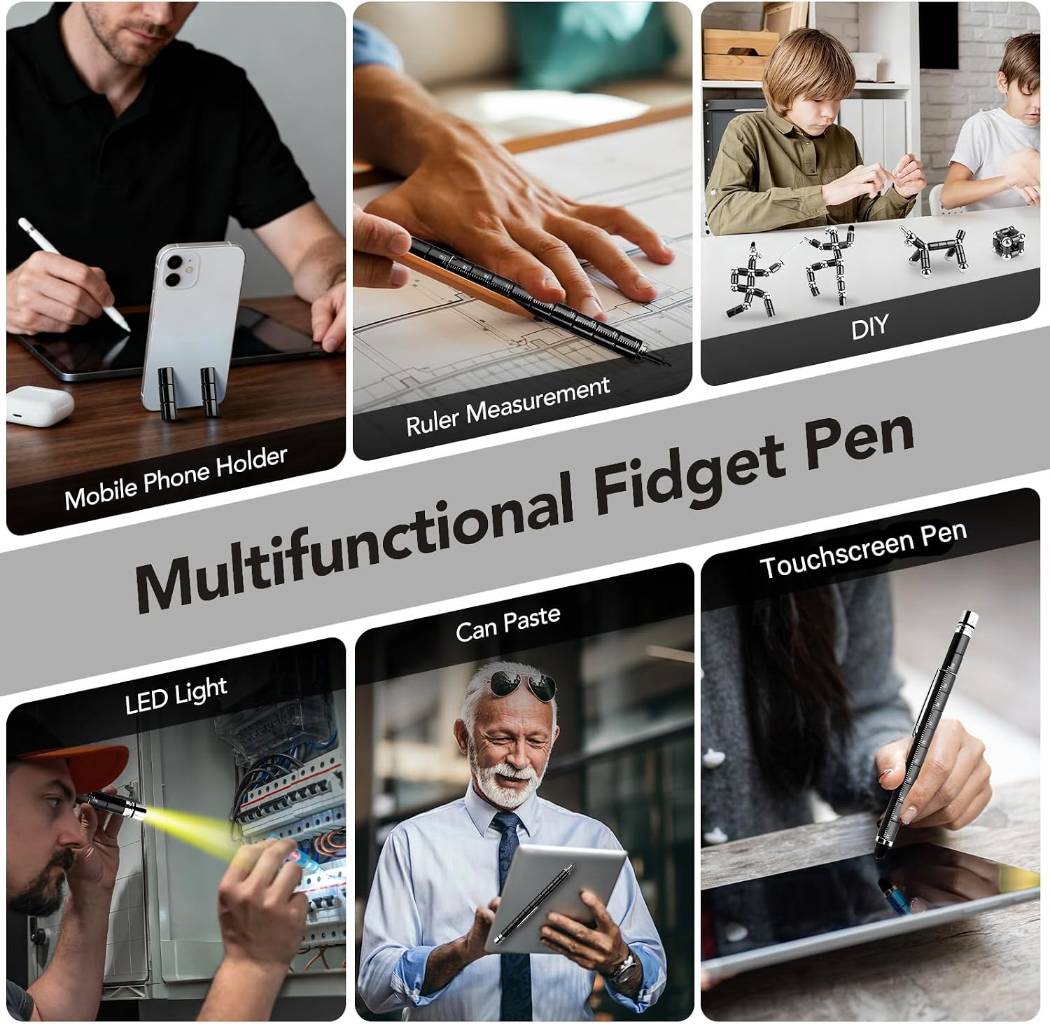 Detalle 2 de boncty Fidget Pen, Multifunction Metal Desk Toy with LED and Transforming Parts
