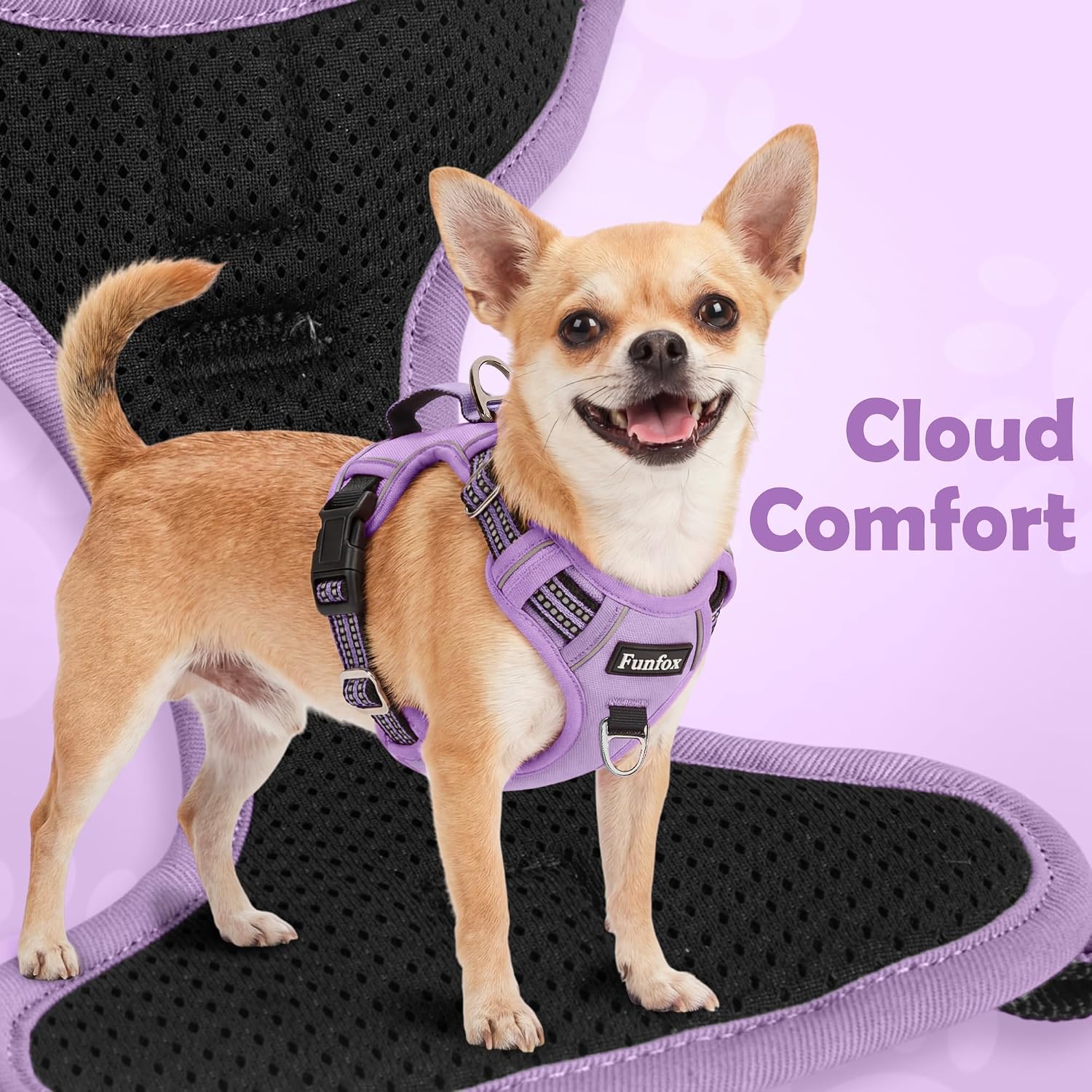 Thumbnail 6 de Funfox Dog Harness Medium (Purple M) No Pull Harness with Front Clip & Vertical Handle