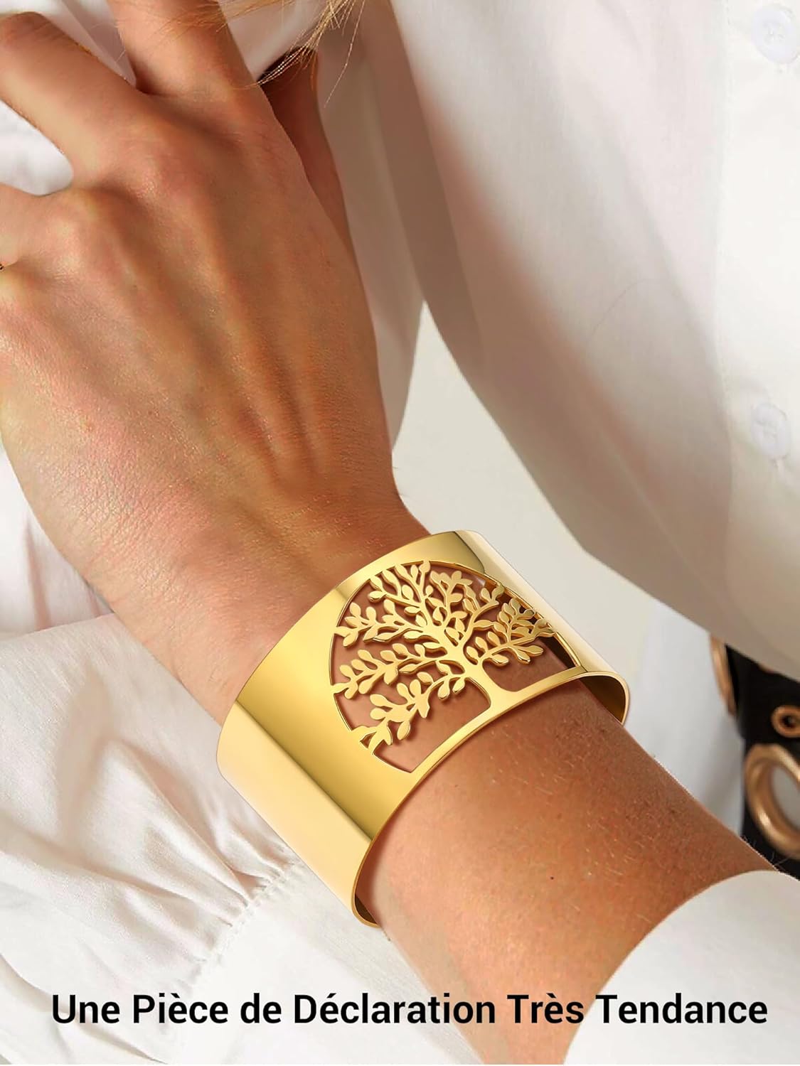 Thumbnail 2 de Bracelet manchette ouvert PROSTEEL en acier 316L, motif arbre de vie