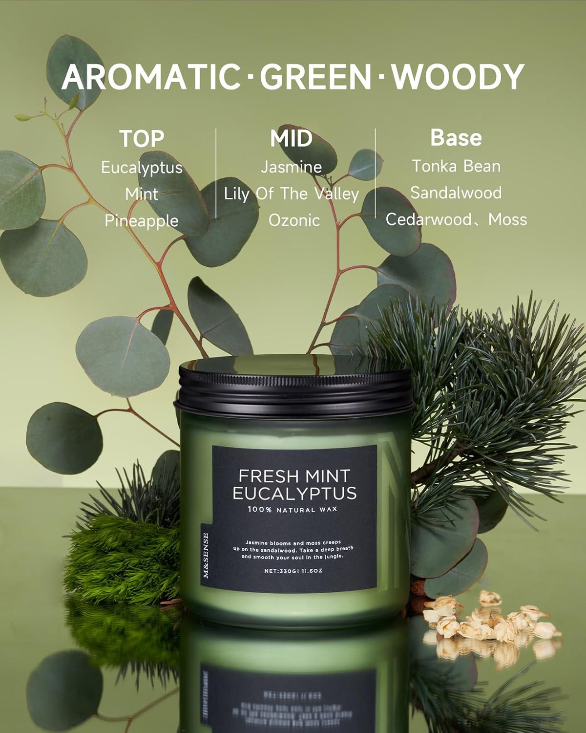 Detalle 2 de M&SENSE Eucalyptus Mint Soy Candle 330g