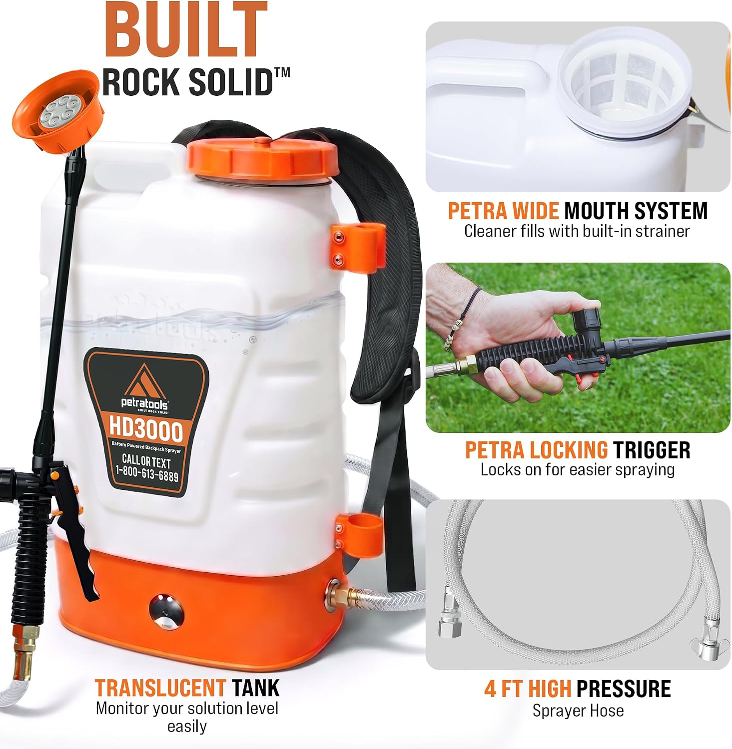 Detalle de PetraTools Battery-Powered Backpack Sprayer 3 Gallon
