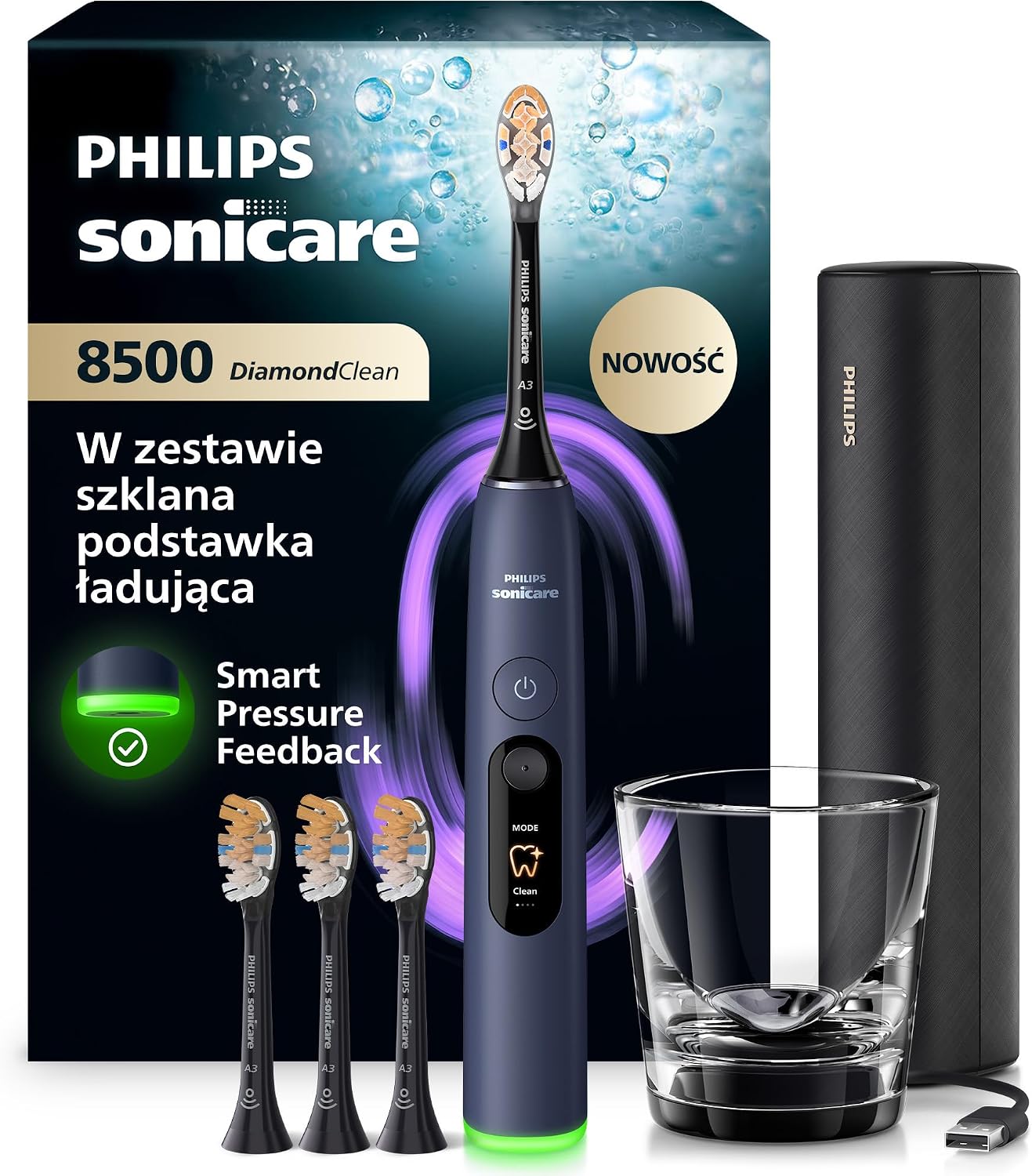 Detalle de Philips Sonicare DiamondClean 8500 HX8515/13 – szczoteczka soniczna, 18 ustawień