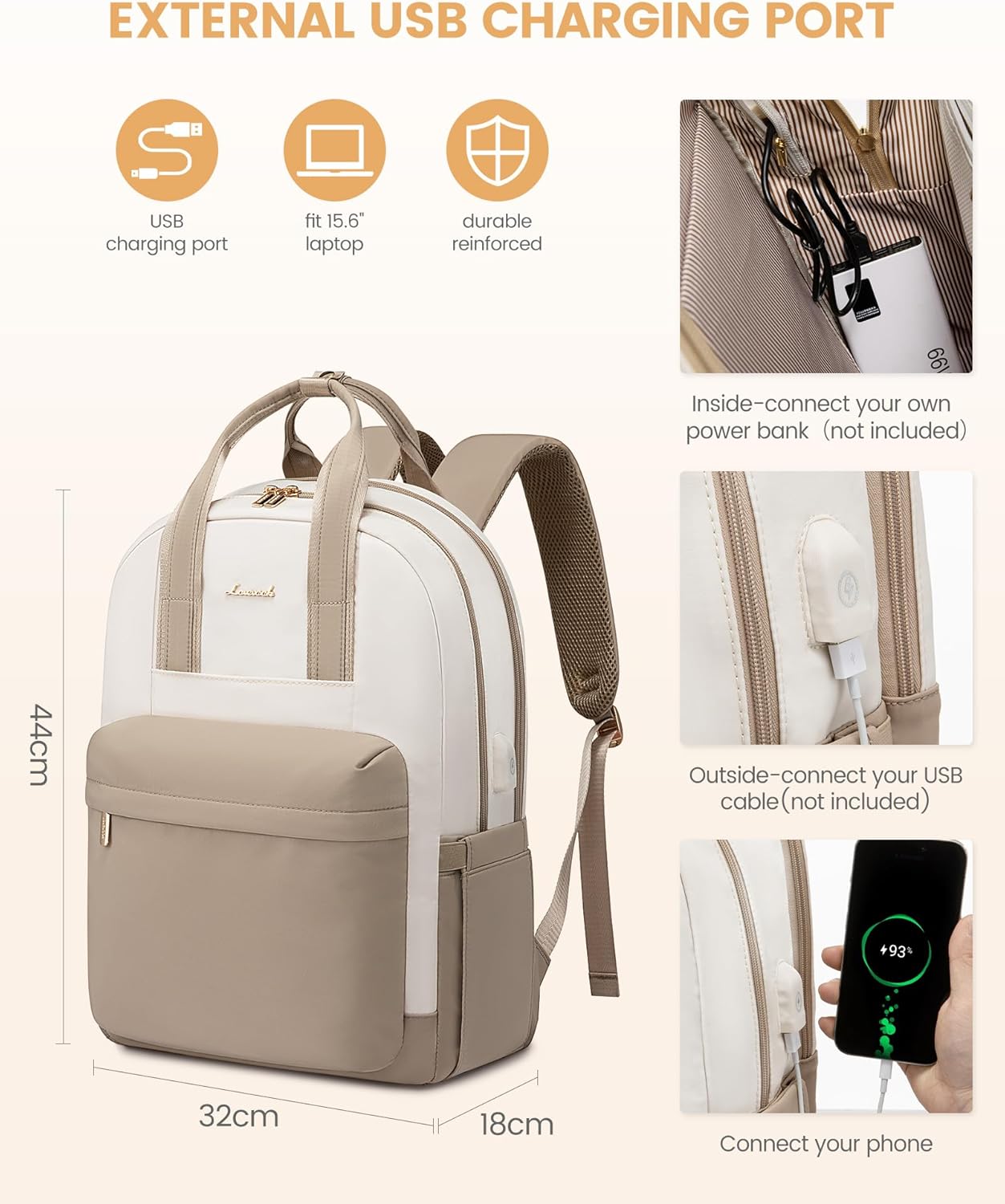 Thumbnail 4 de LOVEVOOK Women's 15.6 Inch Laptop Backpack: Stylish, Durable & Travel-Ready
