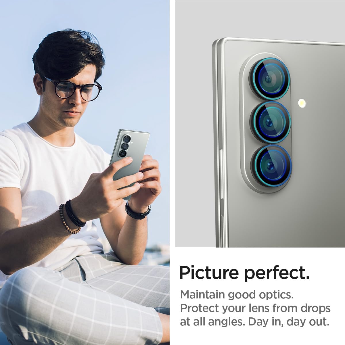 Thumbnail 2 de Protection caméra Spigen Glas.tR EZ Fit Optik Pro pour Samsung Galaxy Z Fold7 (kit de 2 pièces, installation incluse)