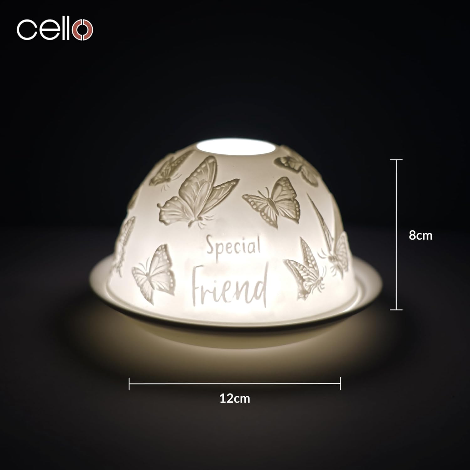 Thumbnail 2 de Cello Porcelain Tealight Holder Dome – Special Friend Butterfly 3D Projection LED or Candle Wax Warmer Ornament