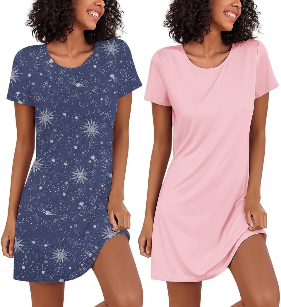 Thumbnail 1 de Ekouaer camicia da notte donna estiva corta girocollo 2 pezzi S-XXL