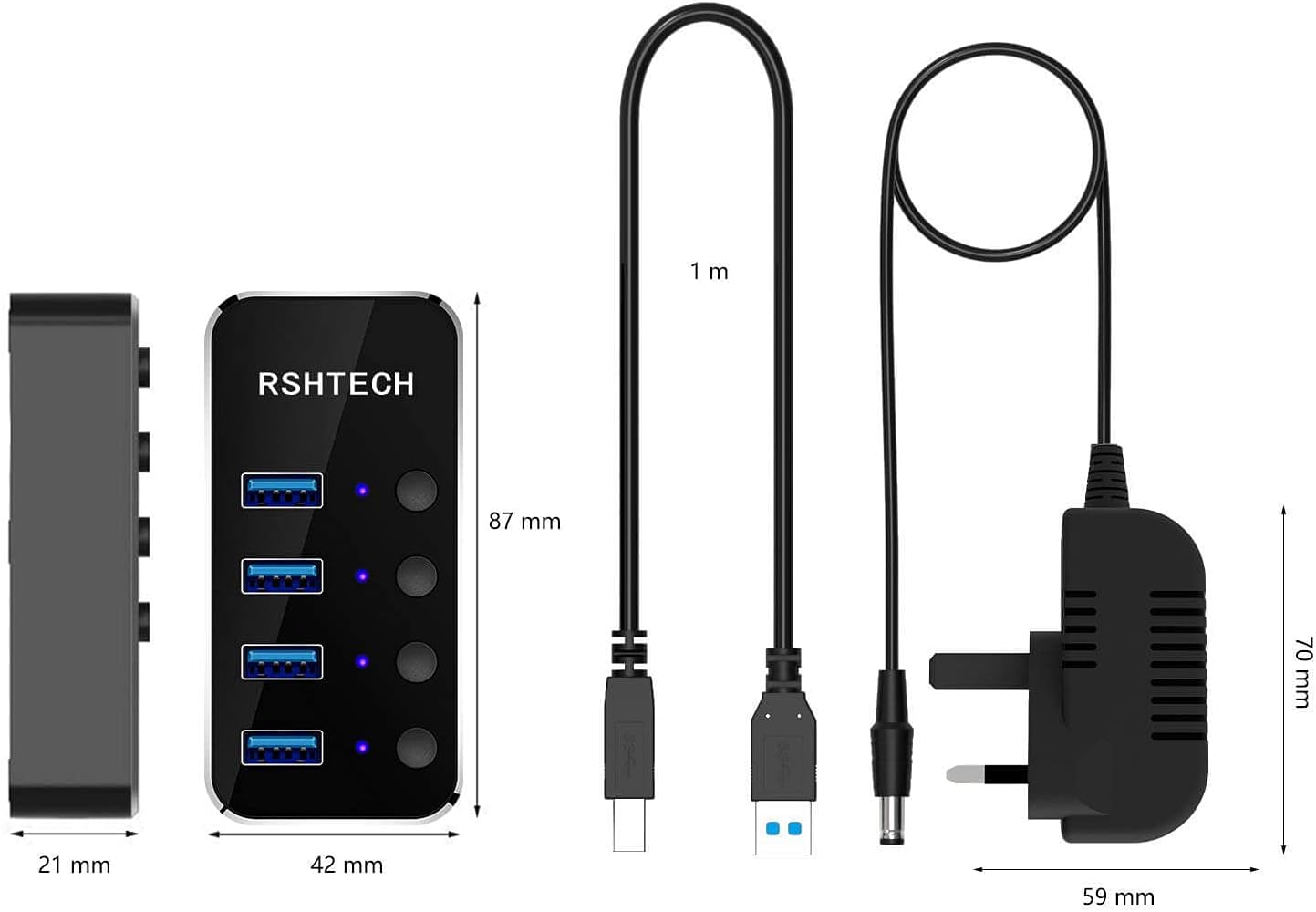 Thumbnail 5 de RSHTECH Powered USB Hub 4-port USB 3.0 🔌
