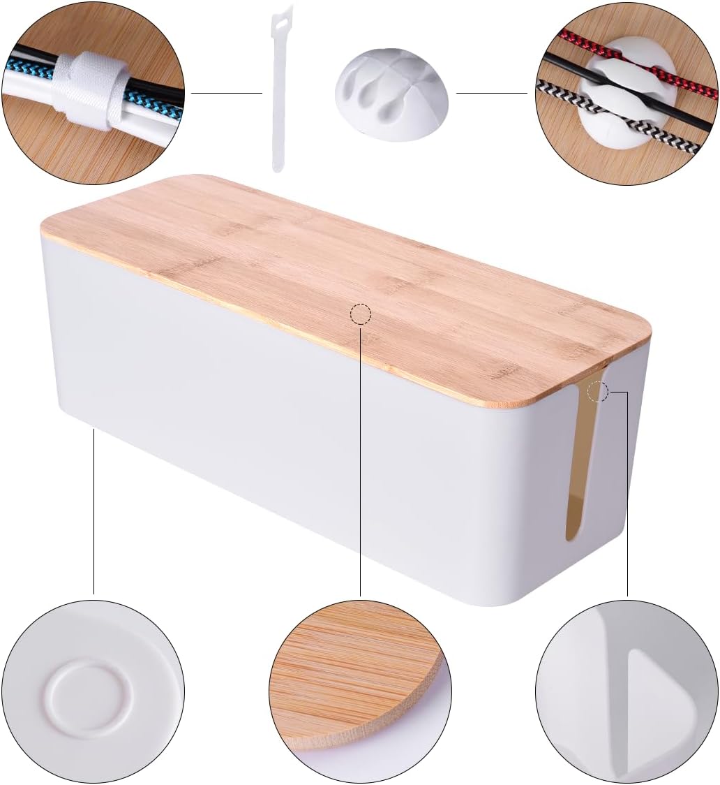 Thumbnail 4 de Chouky wood cable box Cable Management Box, 2-Pack with Wood-Style Lids