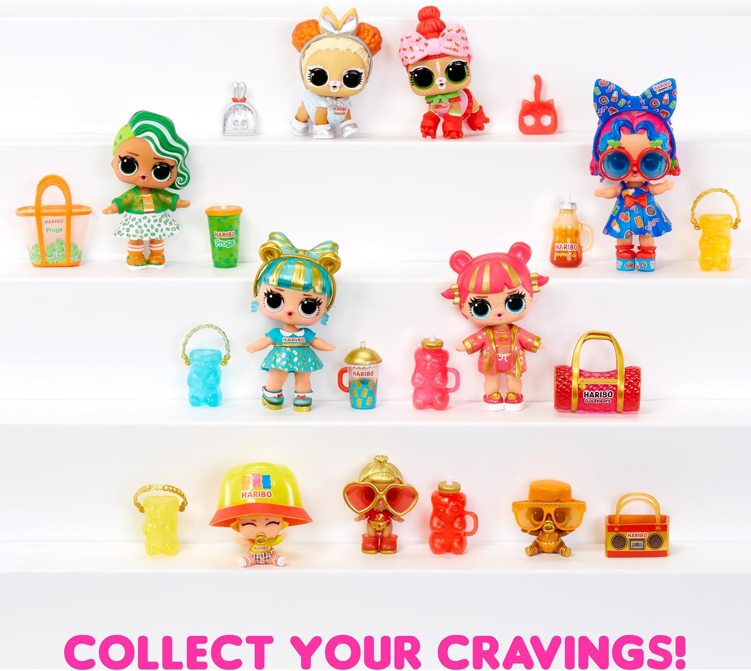 Detalle 1 de L.O.L. Surprise! Loves Mini Sweets X HARIBO Party Pack – zestaw 9 lalek