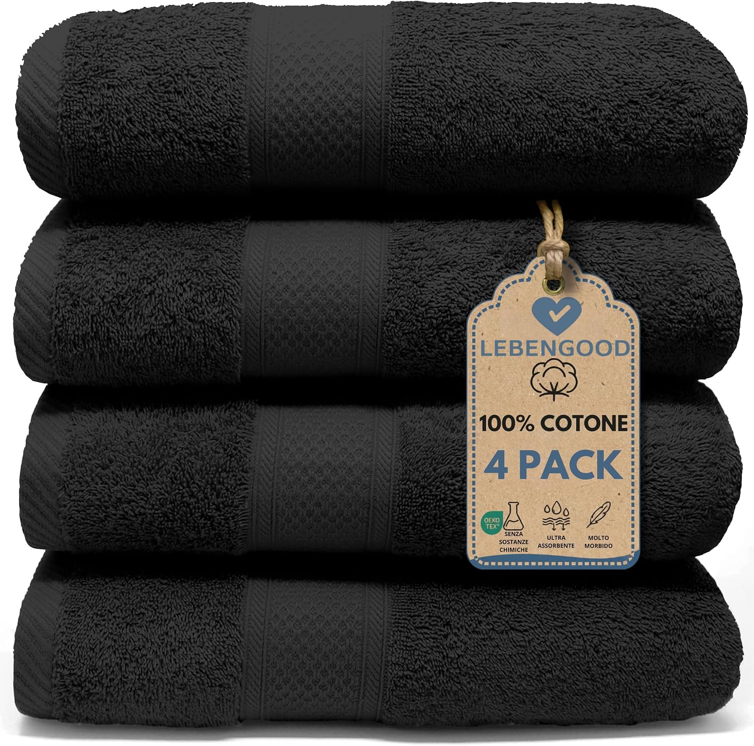 Thumbnail 6 de LEBENGOOD Set 4 Asciugamani 50x90 cm 100% Cotone