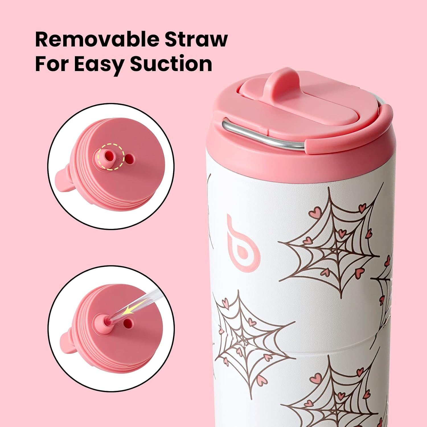 Detalle de BOTTLE BOTTLE Isolierte Edelstahl-Trinkflasche 750 ml mit Strohhalm, Deckel & Griff – BPA-frei, doppelwandig, auslaufsicher