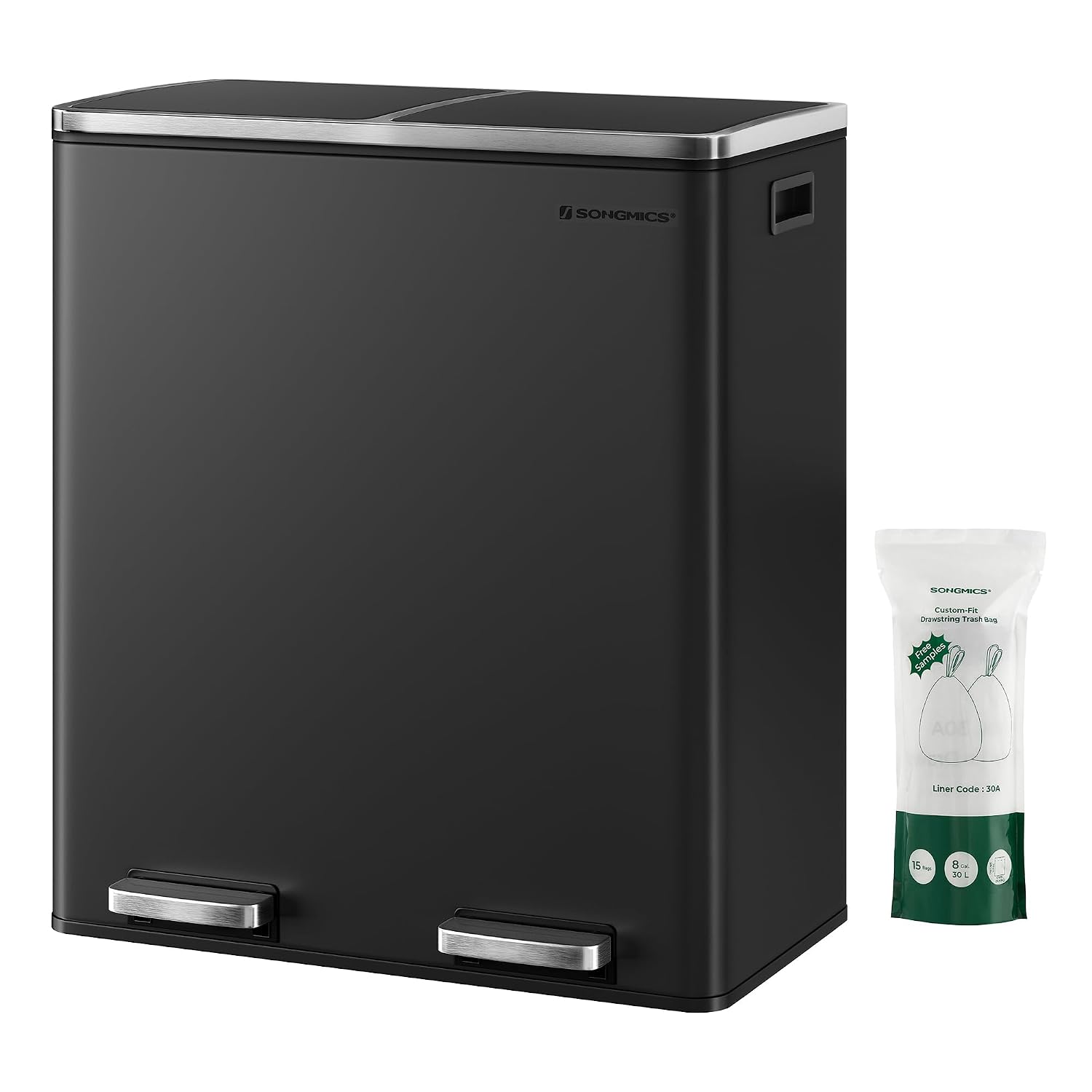 Detalle de SONGMICS Dual Rubbish Bin LTB60BK