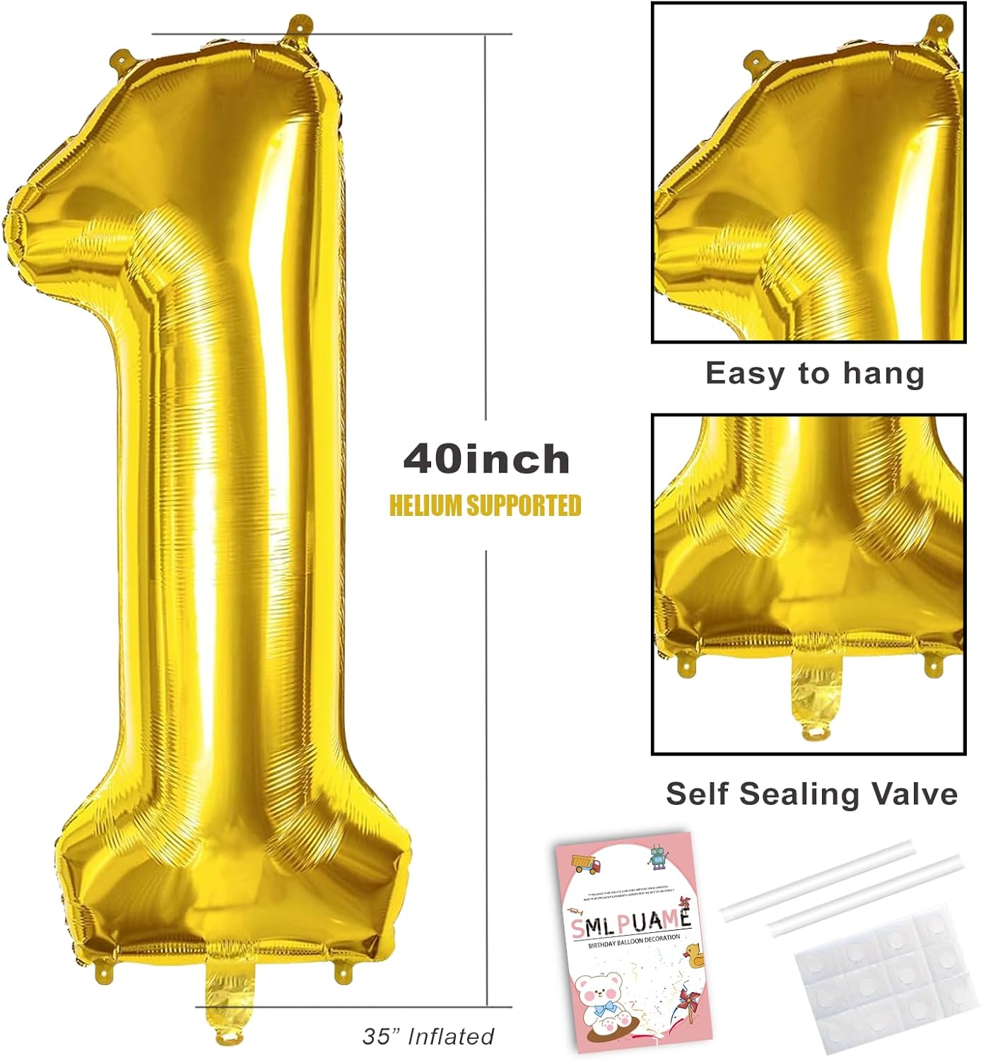 Thumbnail 2 de Smlpuame Gold Number 1 Balloon 40 inch