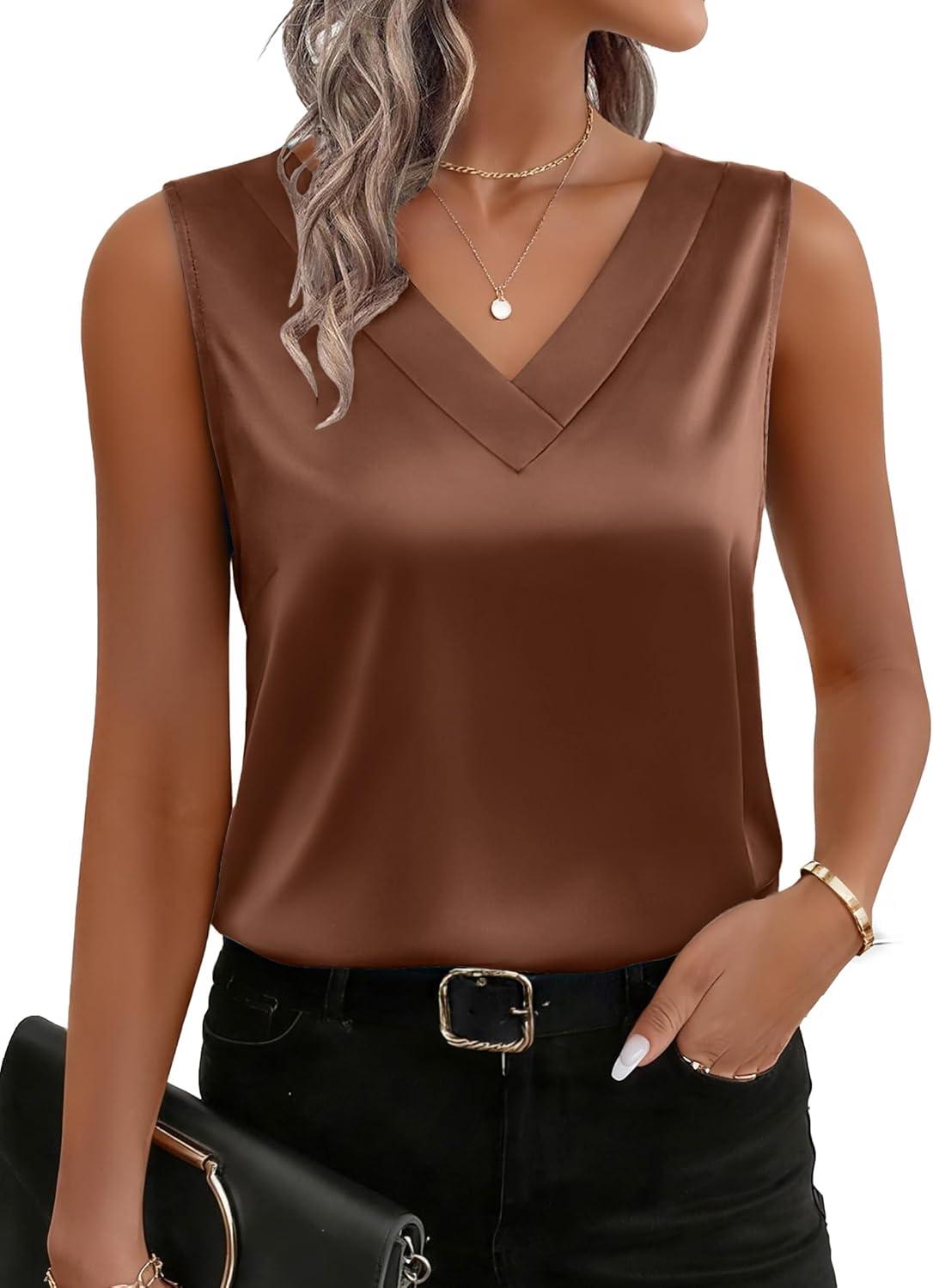 Thumbnail 6 de Zeagoo Silk Satin Tank Top V-Neck