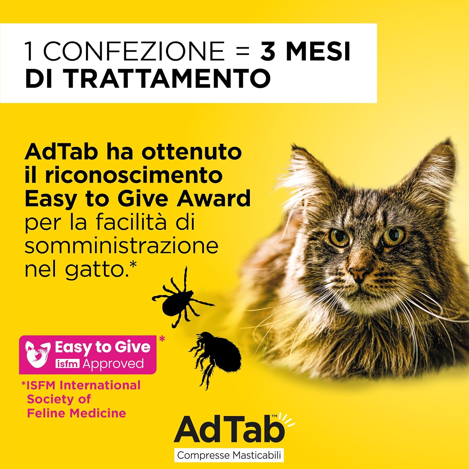 Detalle de AdTab Compresse Masticabili per Gatti da 2,0–8,0 kg – 3 Compresse: sollievo rapido da pulci e zecche