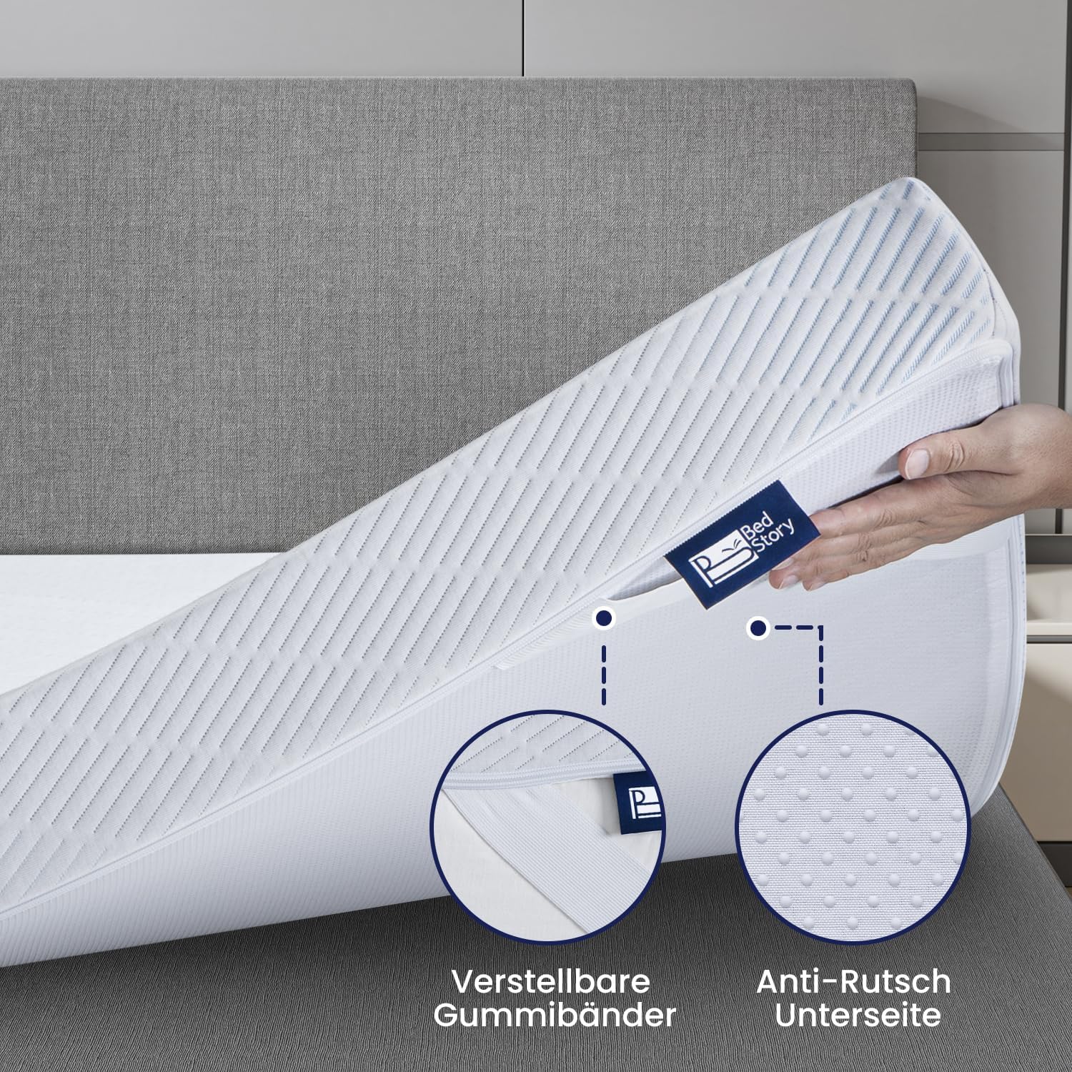 Detalle de BedStory Gel Topper 180x200 cm, 10 cm Höhe mit Gel- und Memory-Foam & Bambuskohle