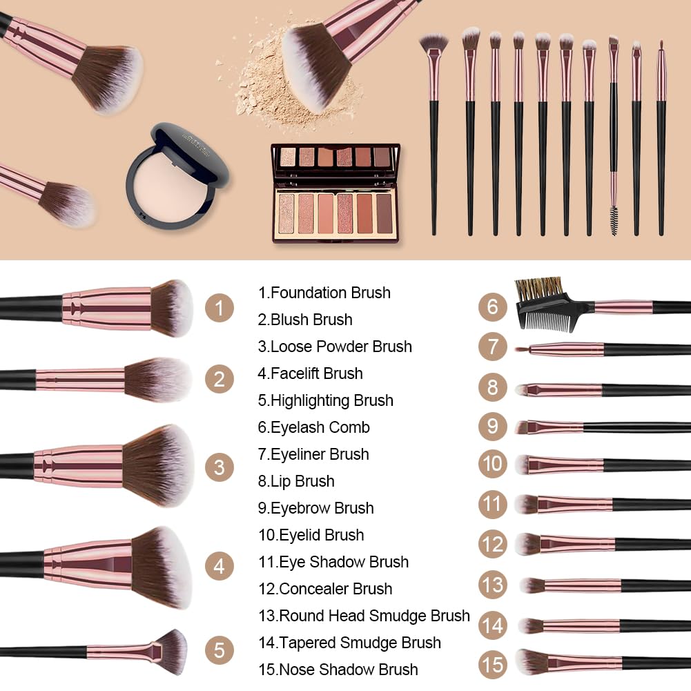 Detalle de Vicloon Pinselset Makeup 15-teilig