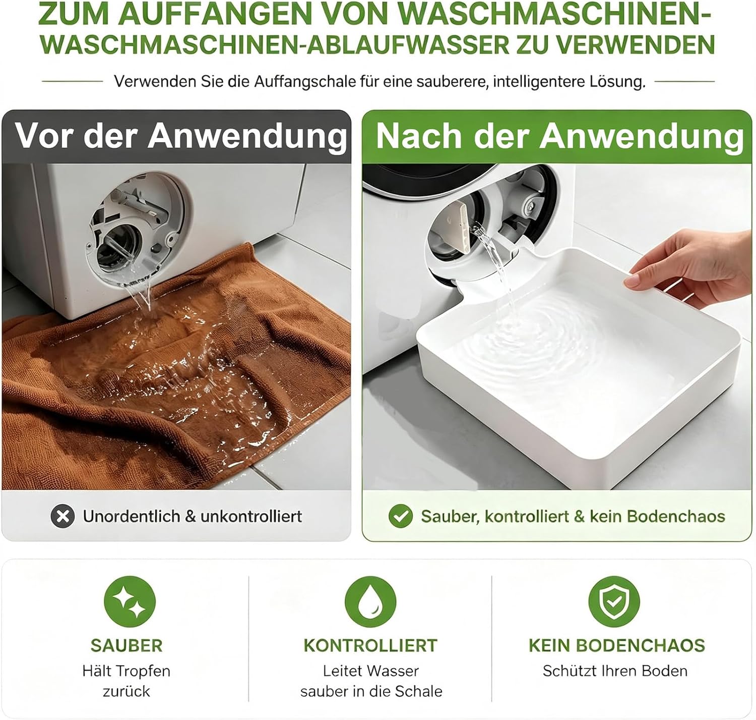 Detalle de FLYGRRIV Auffangschale für Waschmaschinen – universell passende Auffangwanne aus PP