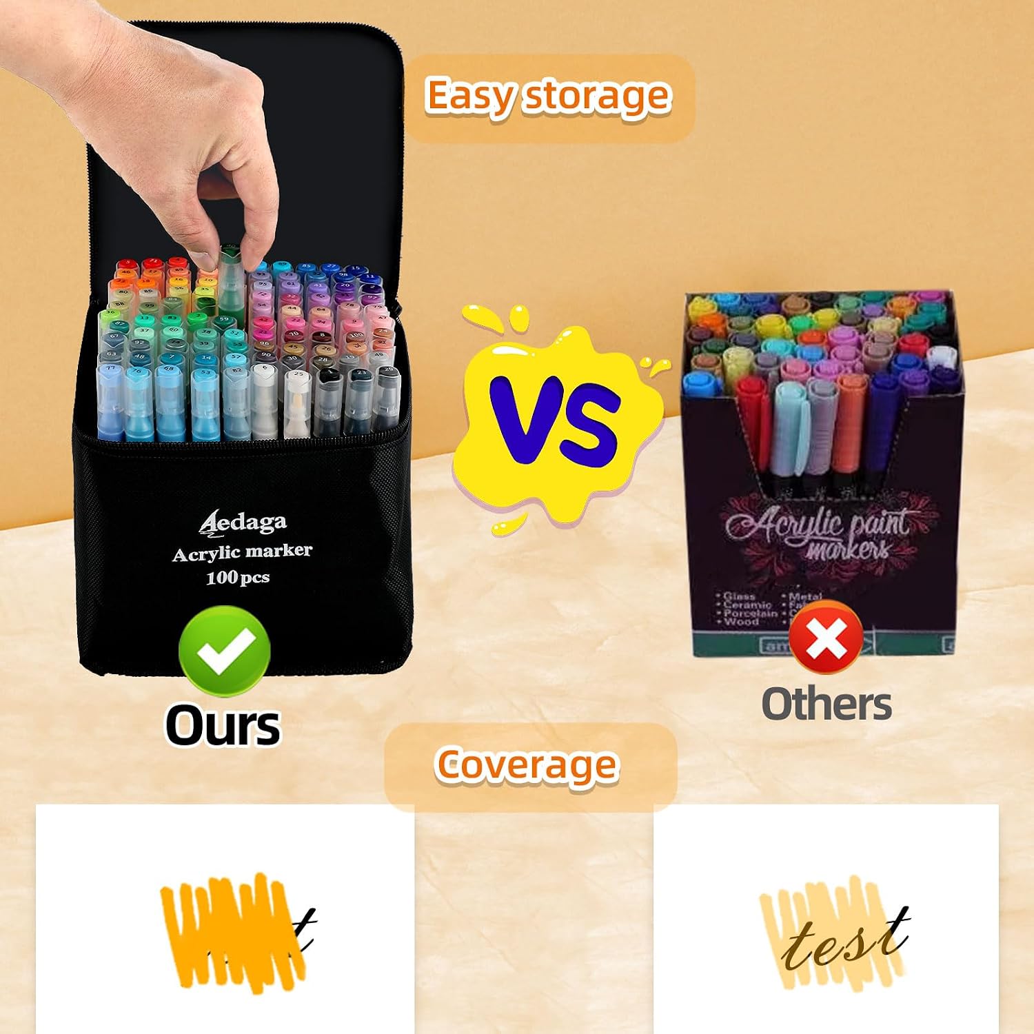 Thumbnail 4 de AEDAGA 100 Colours Numbered Acrylic Paint Pens with Free App – Dual Tip Markers for Creative Versatility
